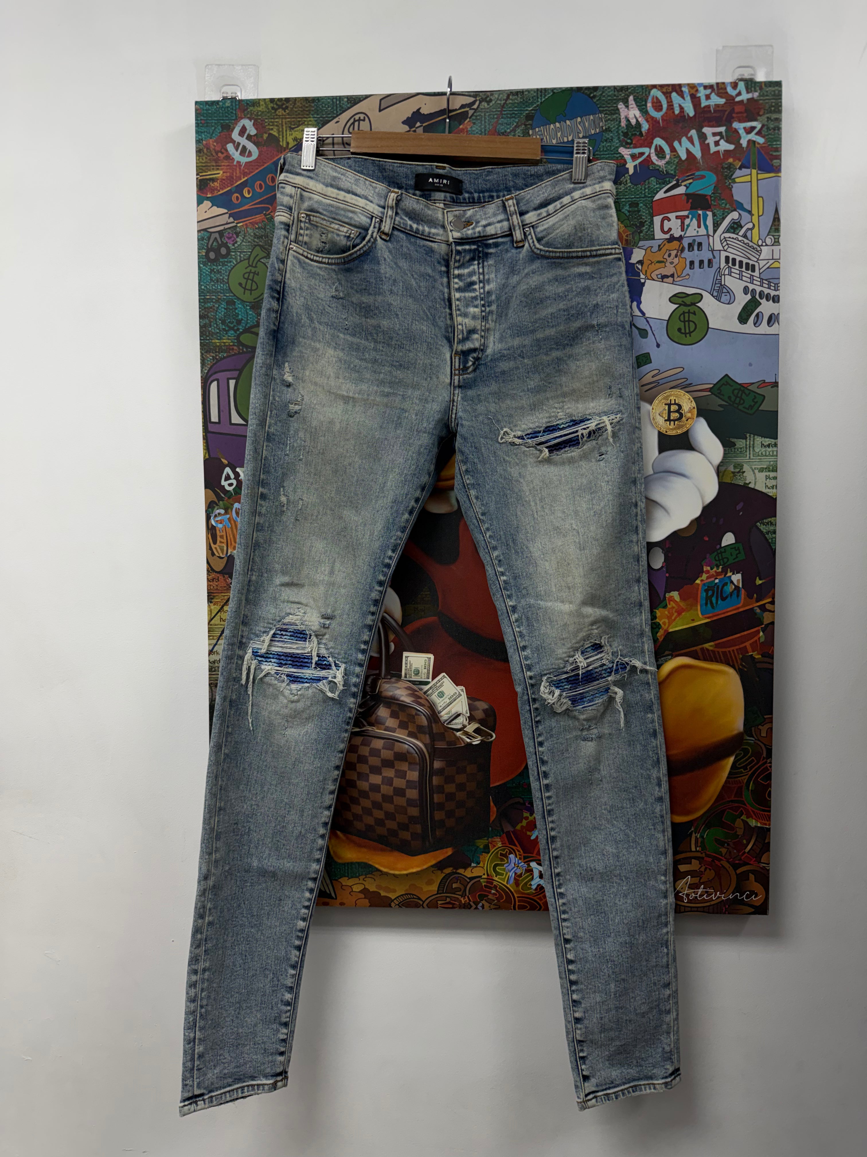 Amiri MX1 Stone Wash Aqua Tie Dye Jeans