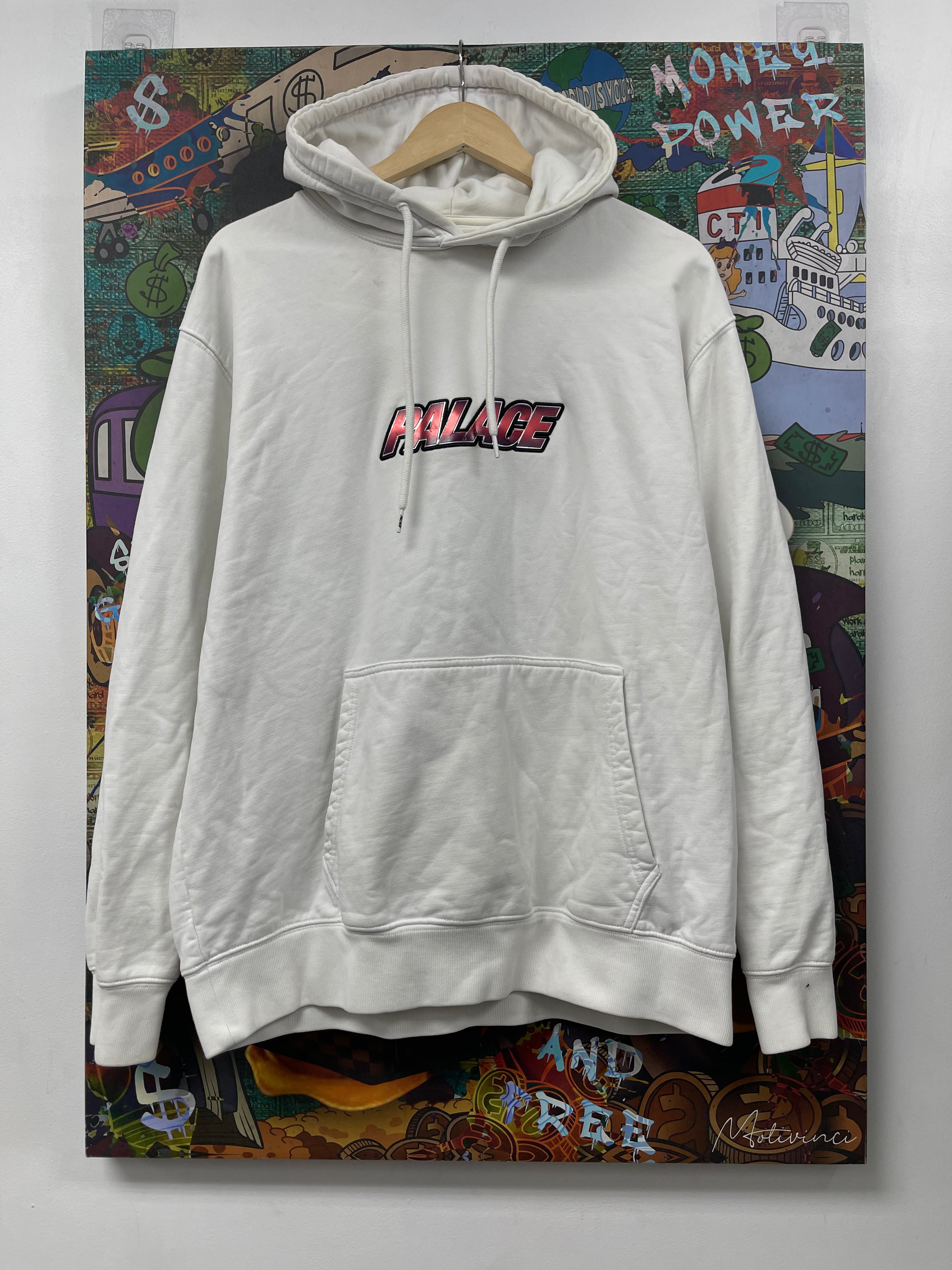 Palace White Red Logo Hoodie