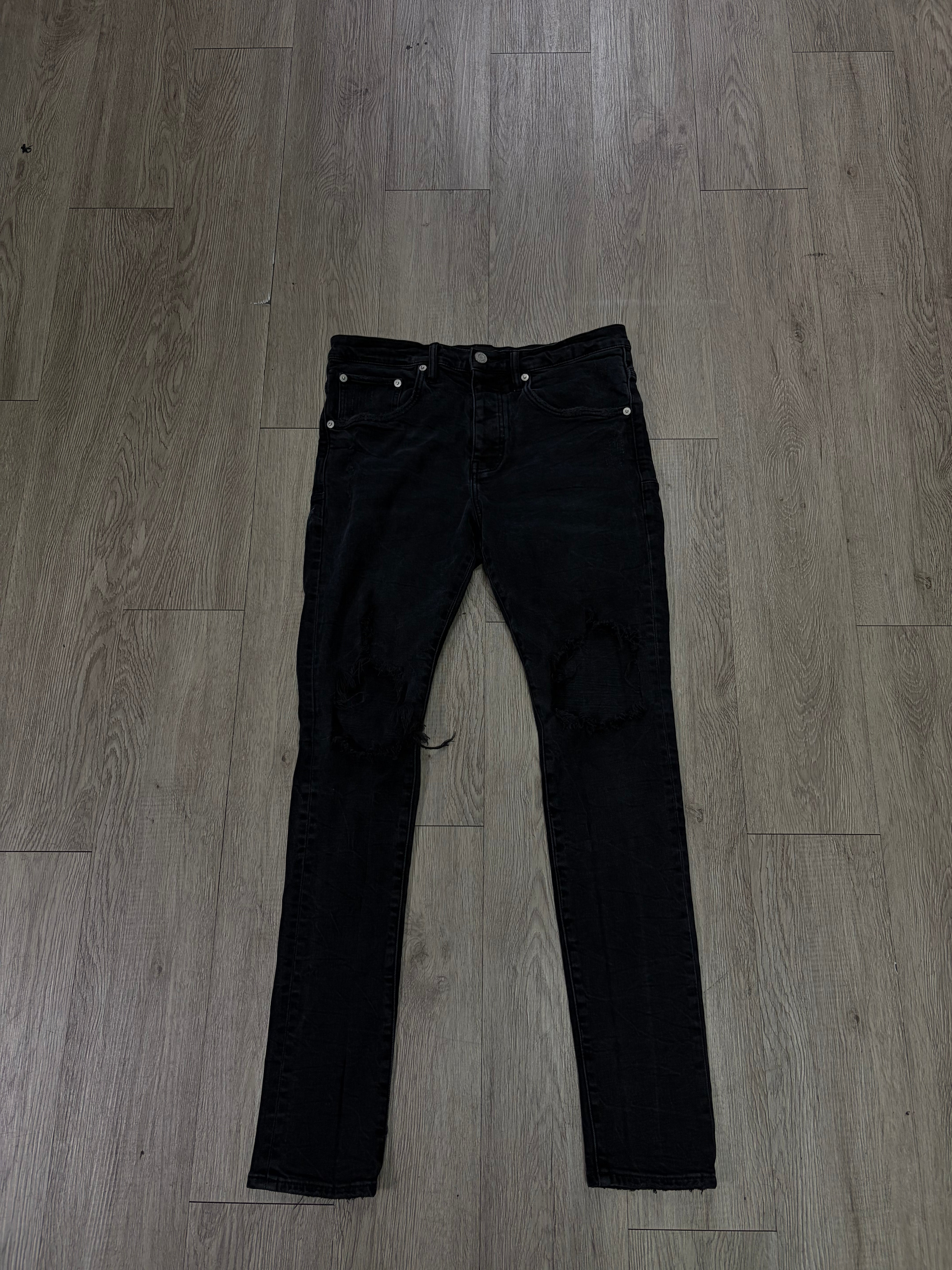 Purple Brand Black Wash Knee Blowout Jeans