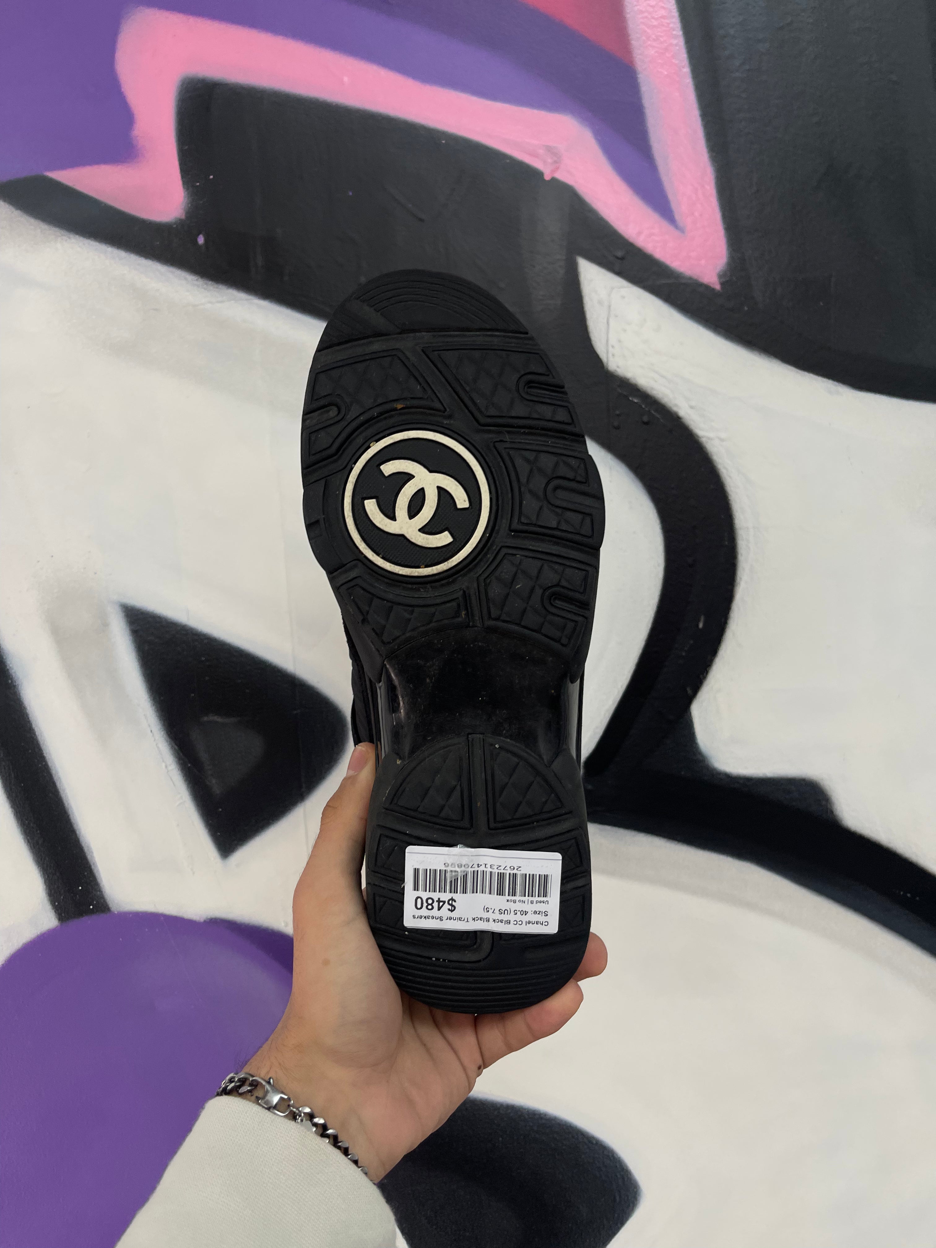 Chanel CC Black Black Trainer Sneakers
