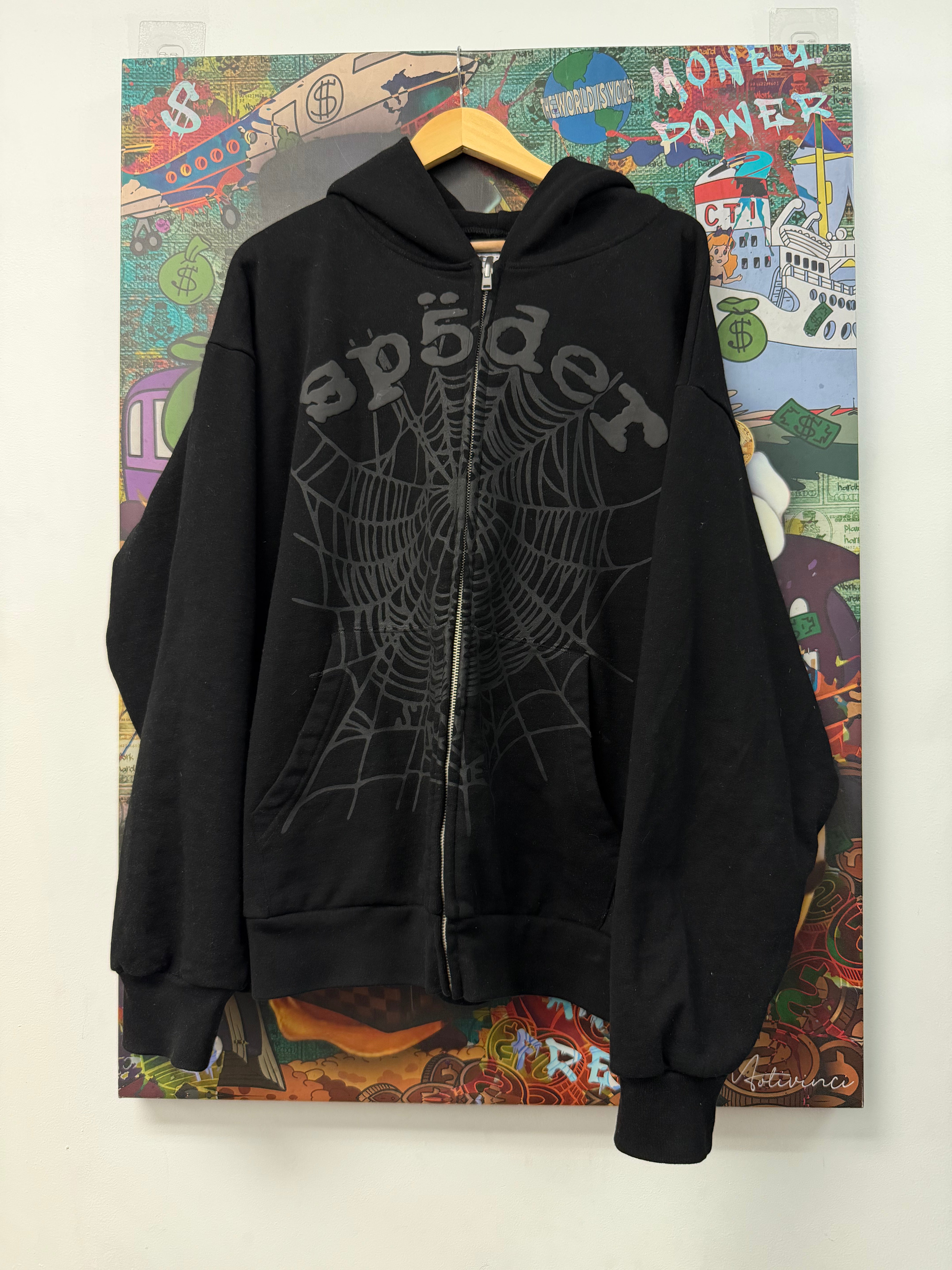 Sp5der Black Phantom Web Zip Up