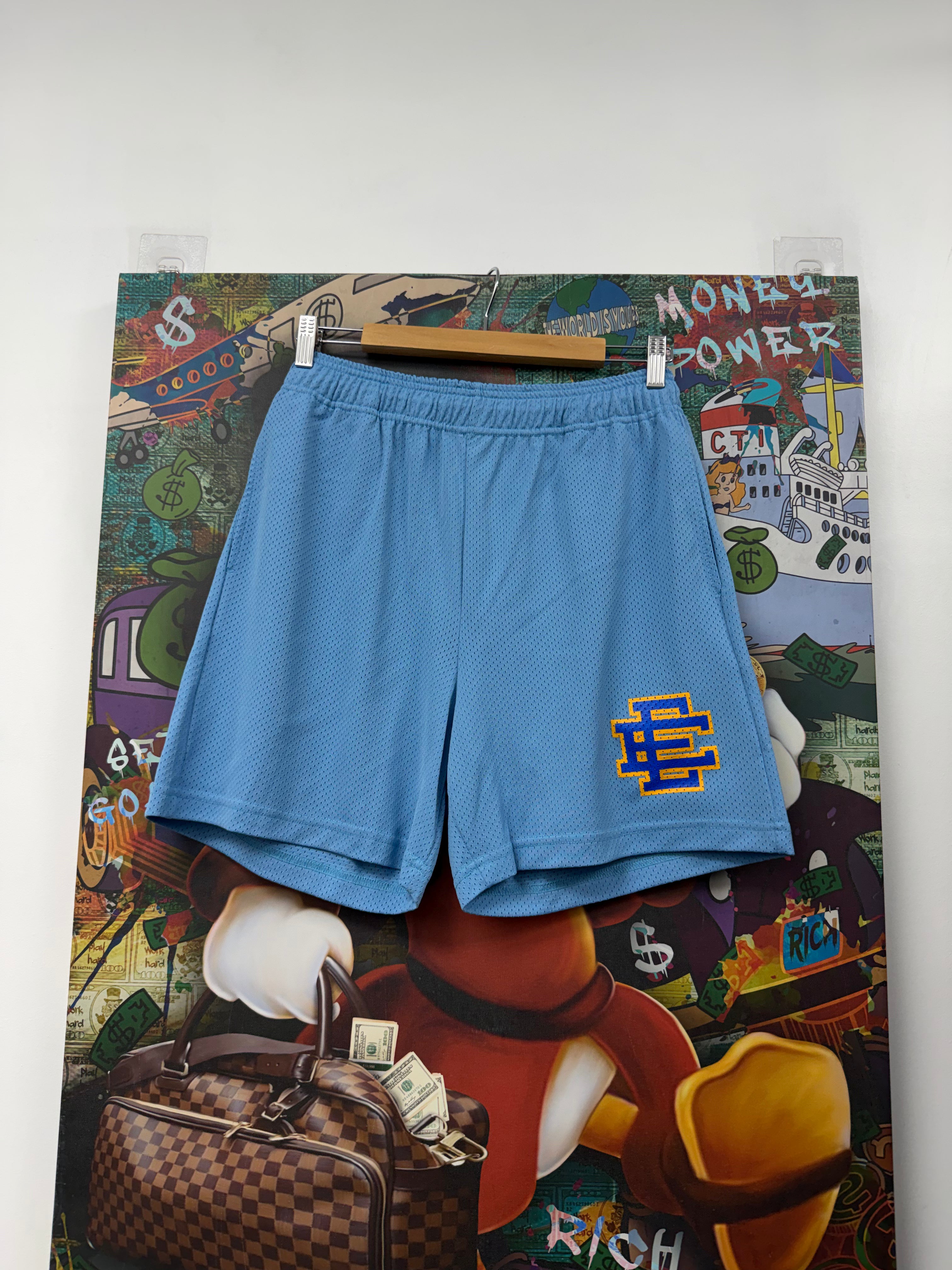 Eric Emanuel Baby Blue Yellow Blue Shorts