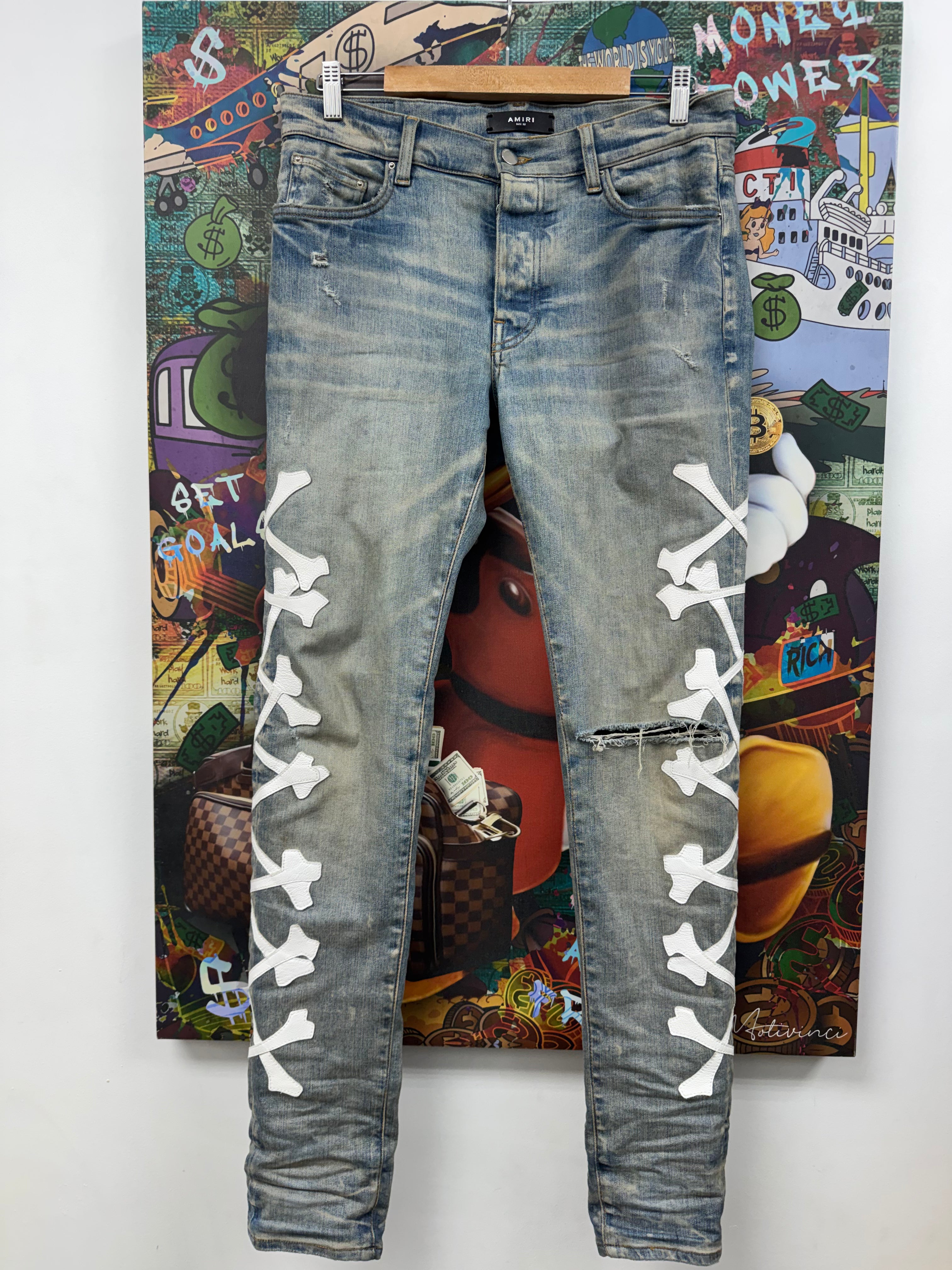 Amiri Light Wash White Bone Jeans