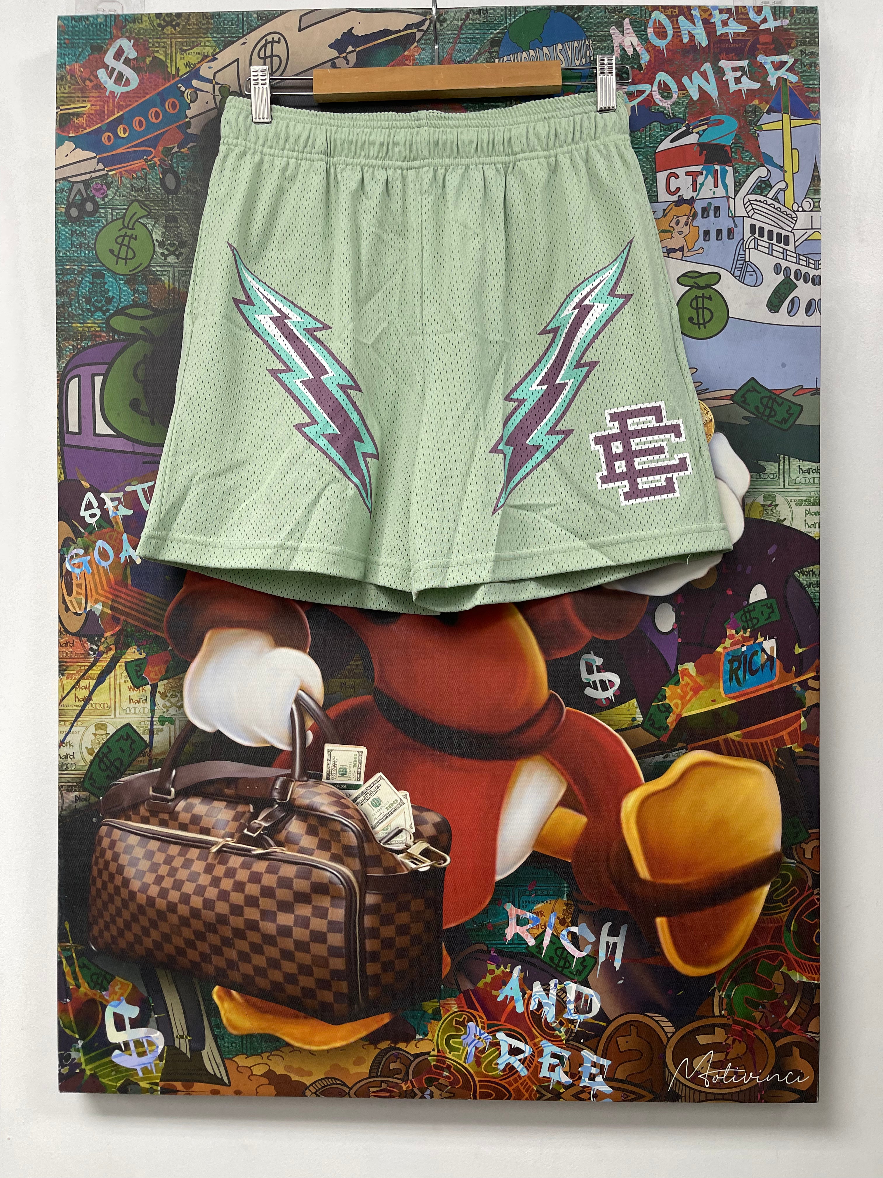 Eric Emanuel Mint Purple Bolt Shorts
