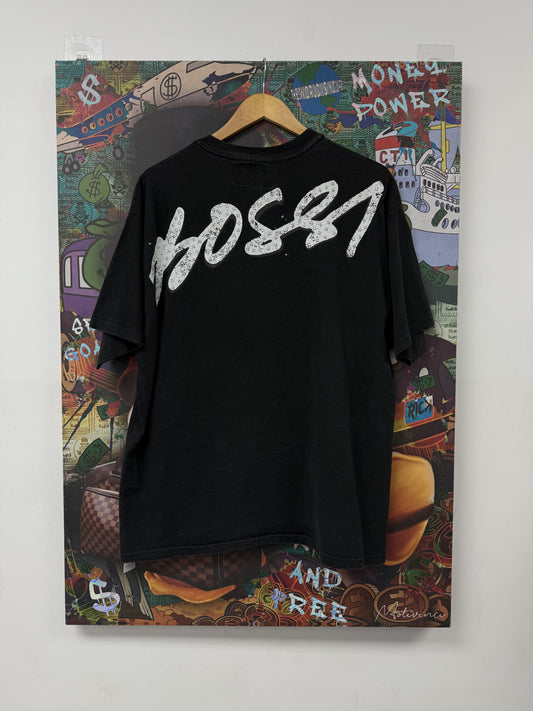 Bossi Tee Black Studded Rose Used Large N/A