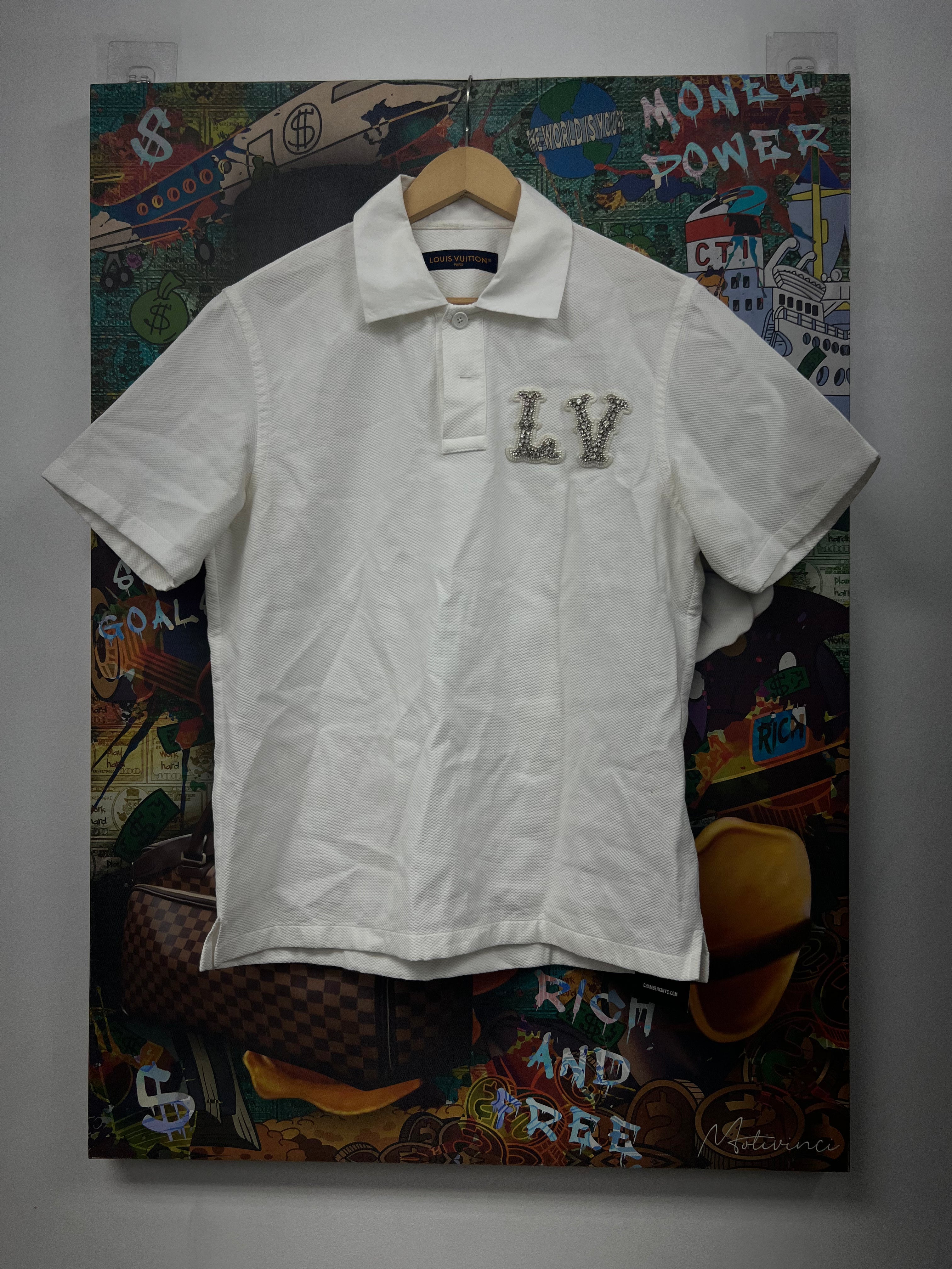 Louis Vuitton White Rhinestone Polo