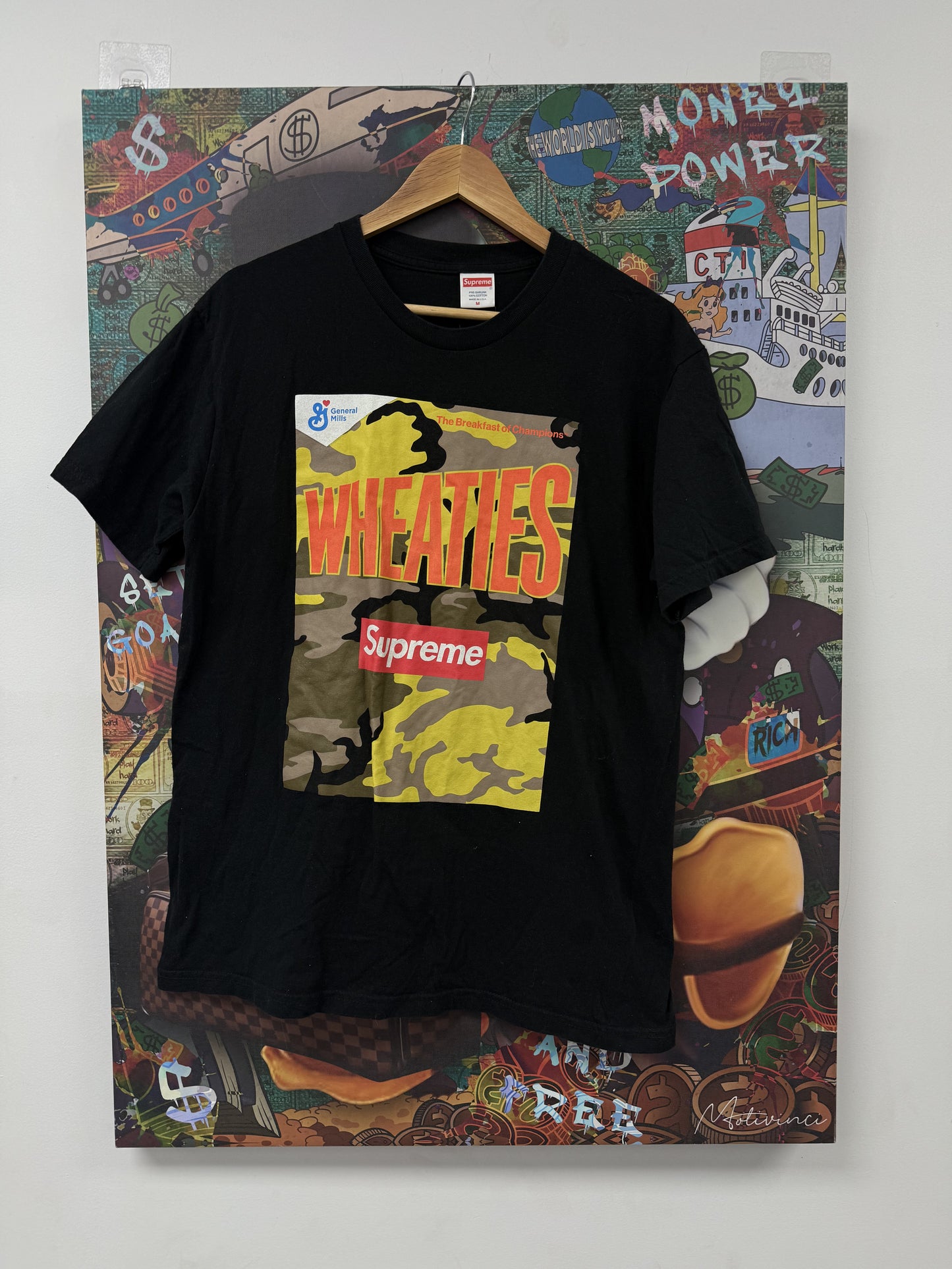 Supreme Tee Black Wheaties Orange Used Medium N/A