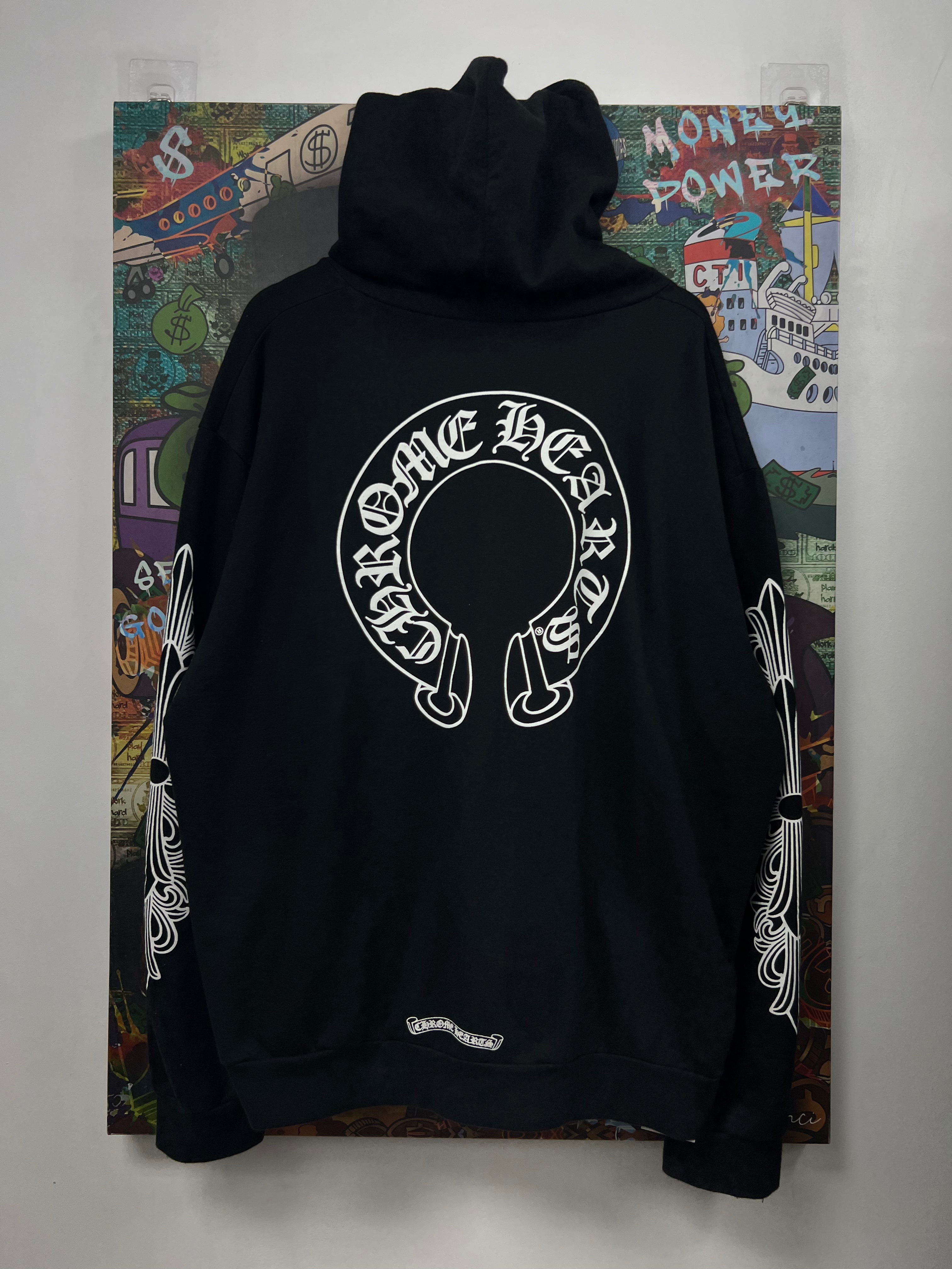 Chrome  Hearts Black Floral Horseshoe Zip Up