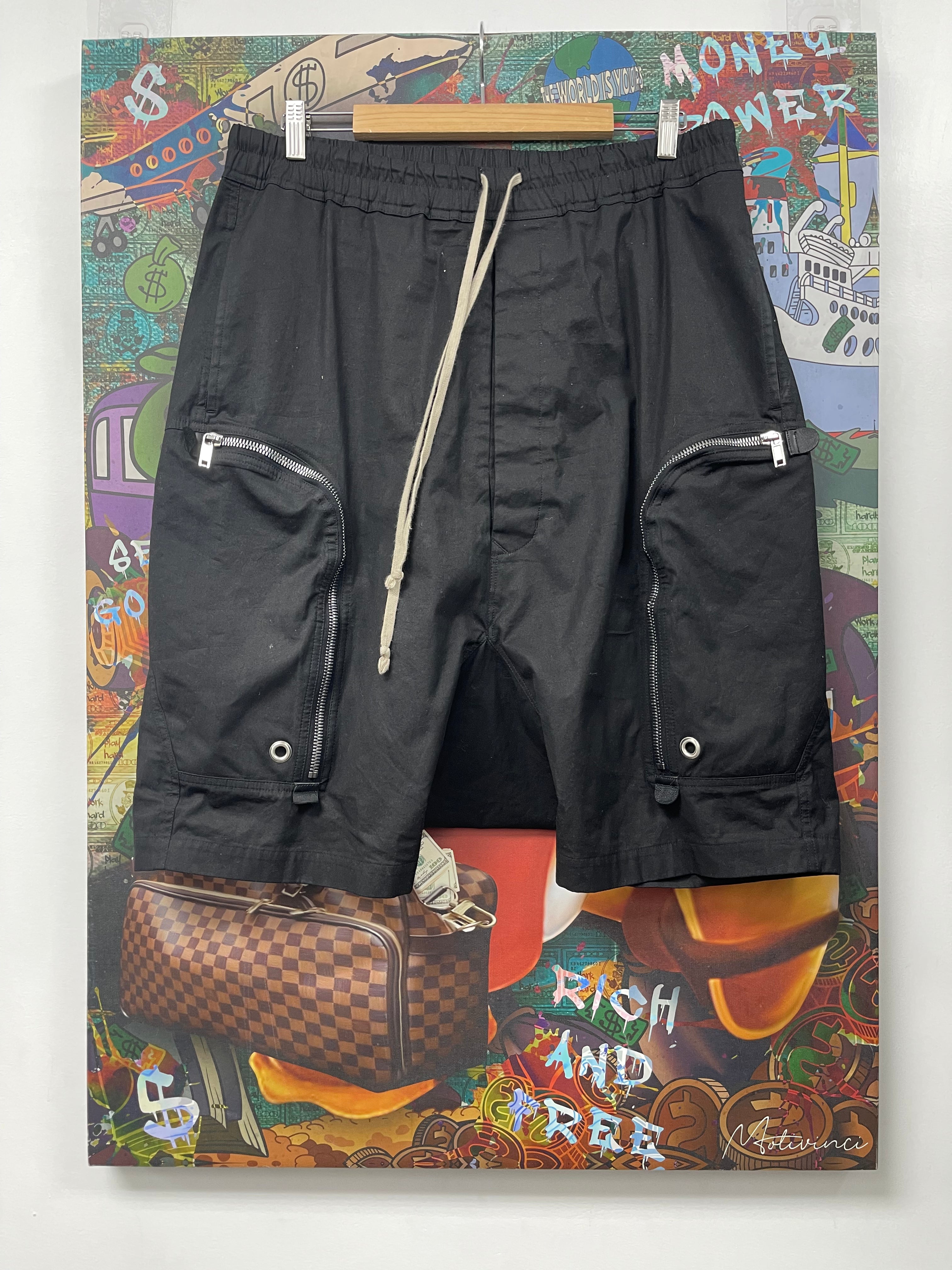 Rick Owens Black Bauhaus Drop Crotch Shorts
