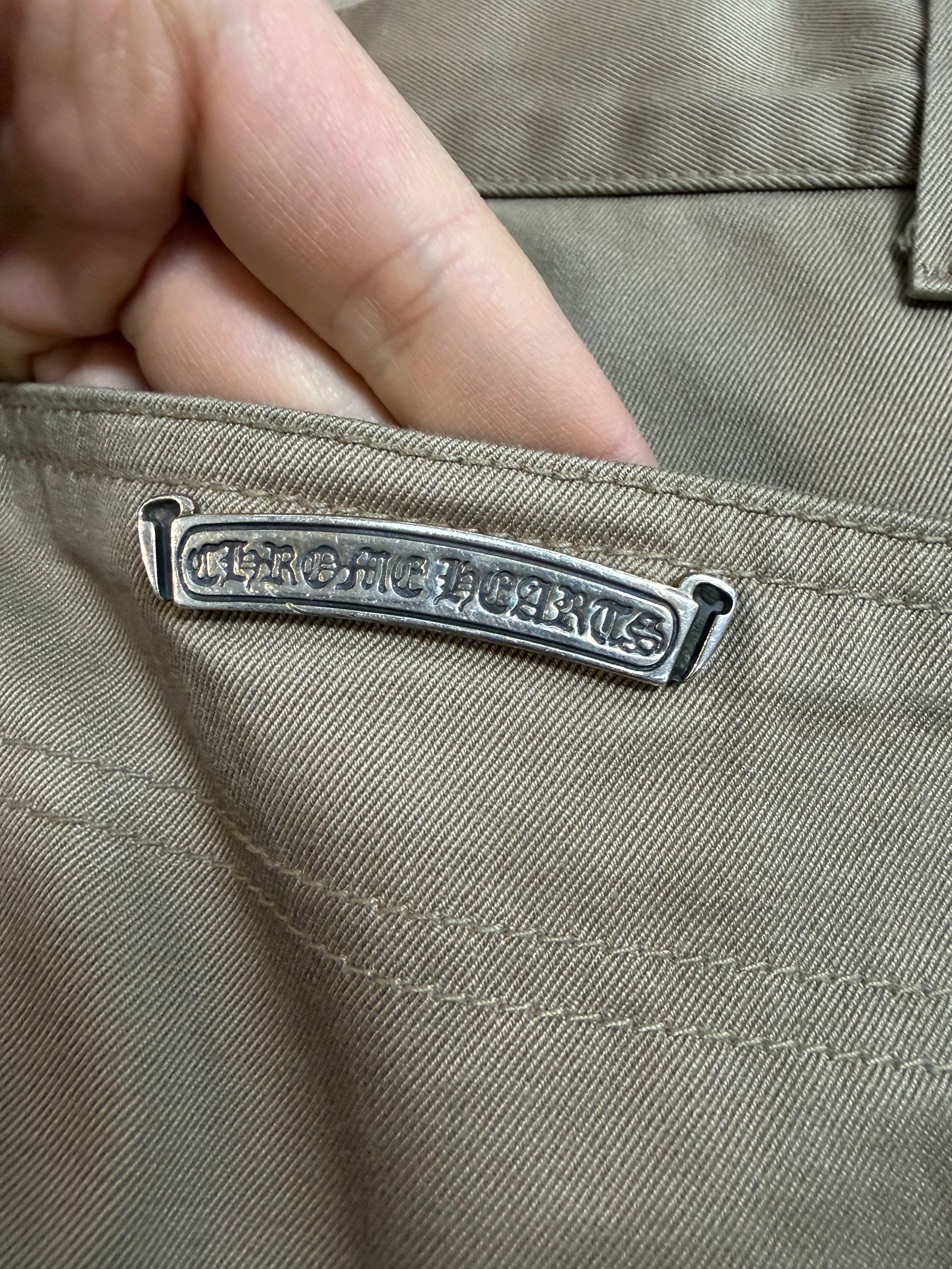 Chrome Hearts Tan Pink & Checkered Cross Patch Carpenter Pants