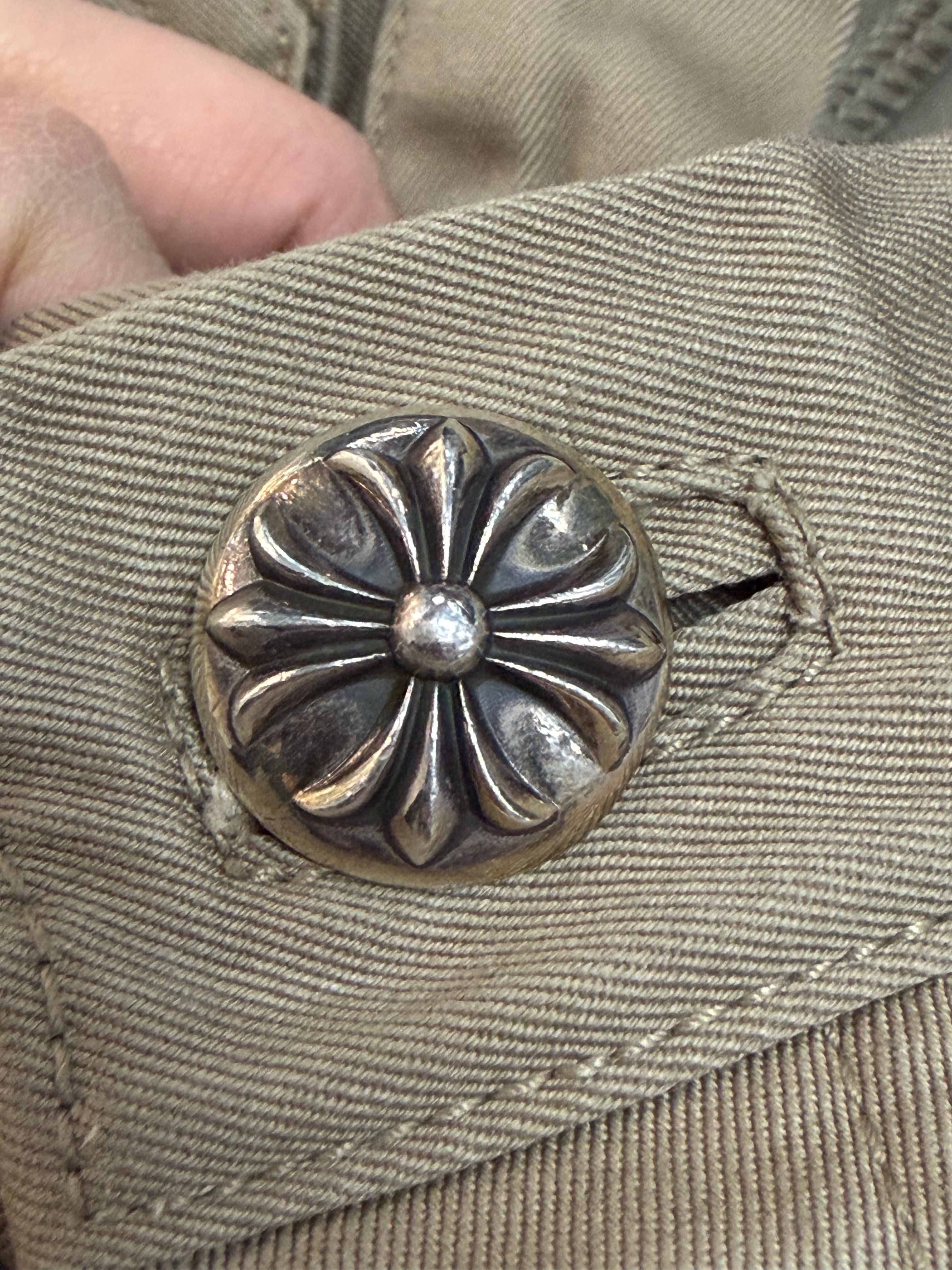 Chrome Hearts Tan Pink & Checkered Cross Patch Carpenter Pants