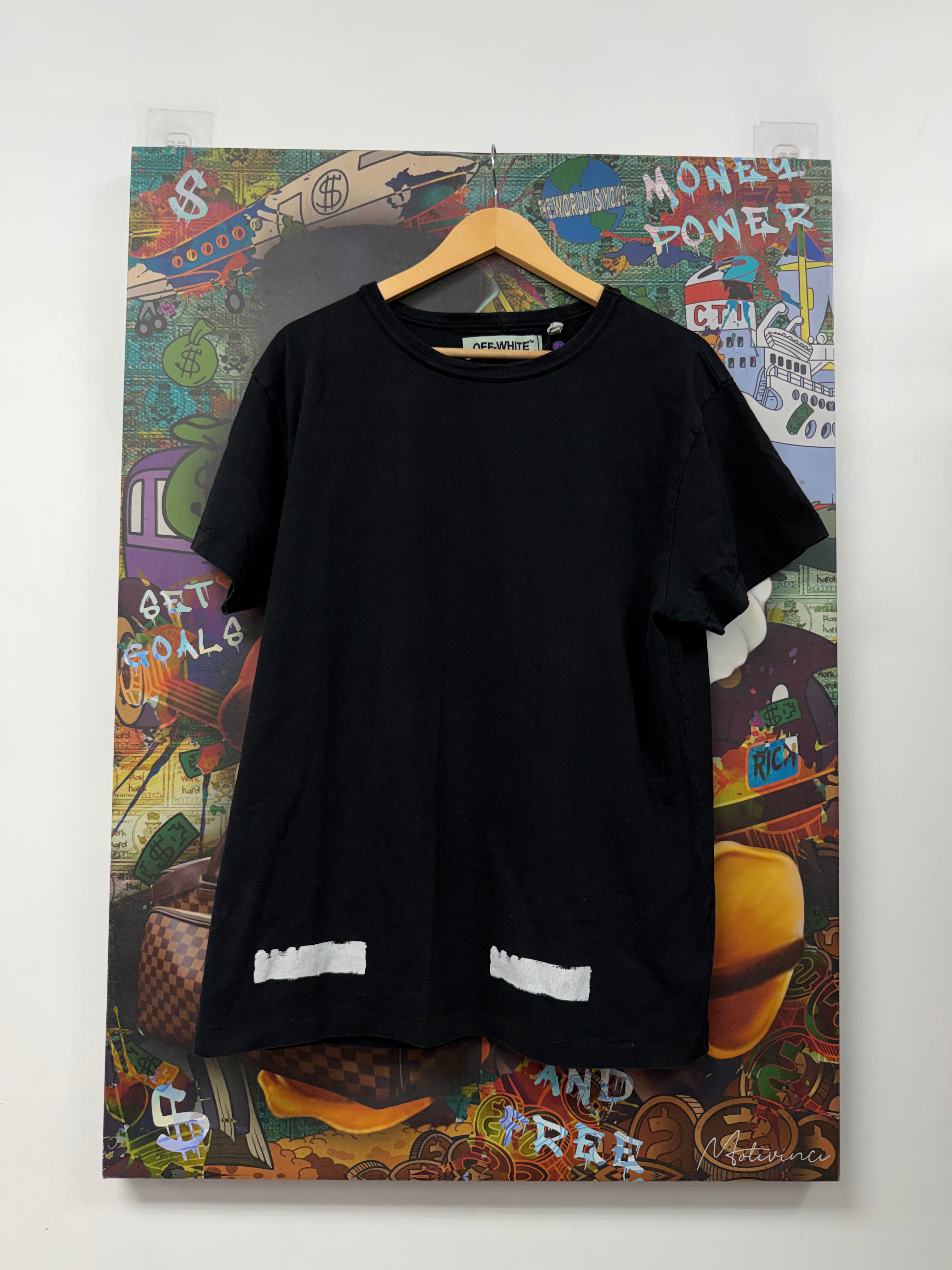 Off White Black White Paint Logo Tee