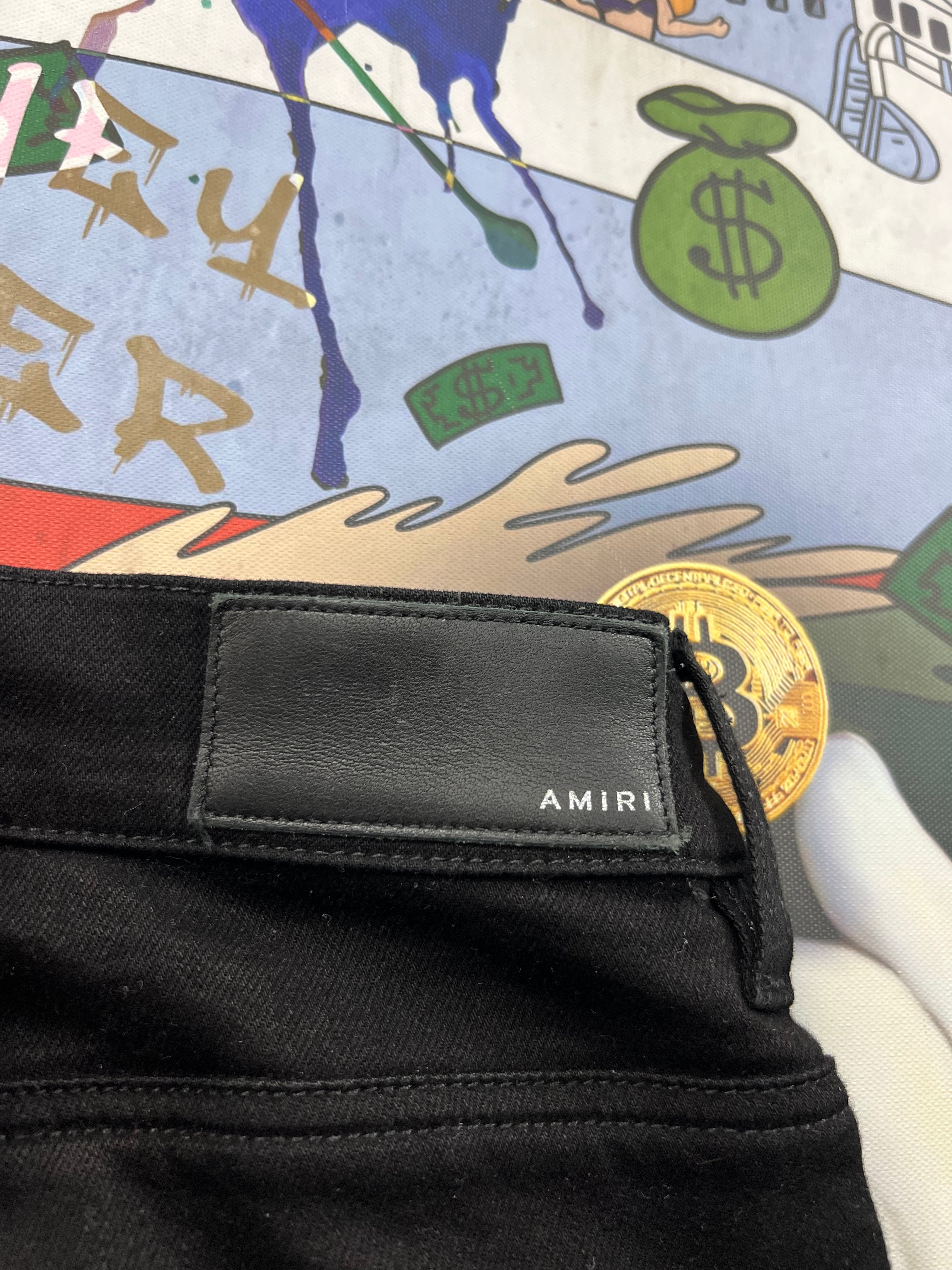 Amiri MX1 Black baby Blue Suede Tee