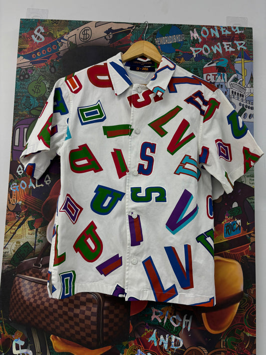 LV NBA Button Up White Multi Used XS N/A