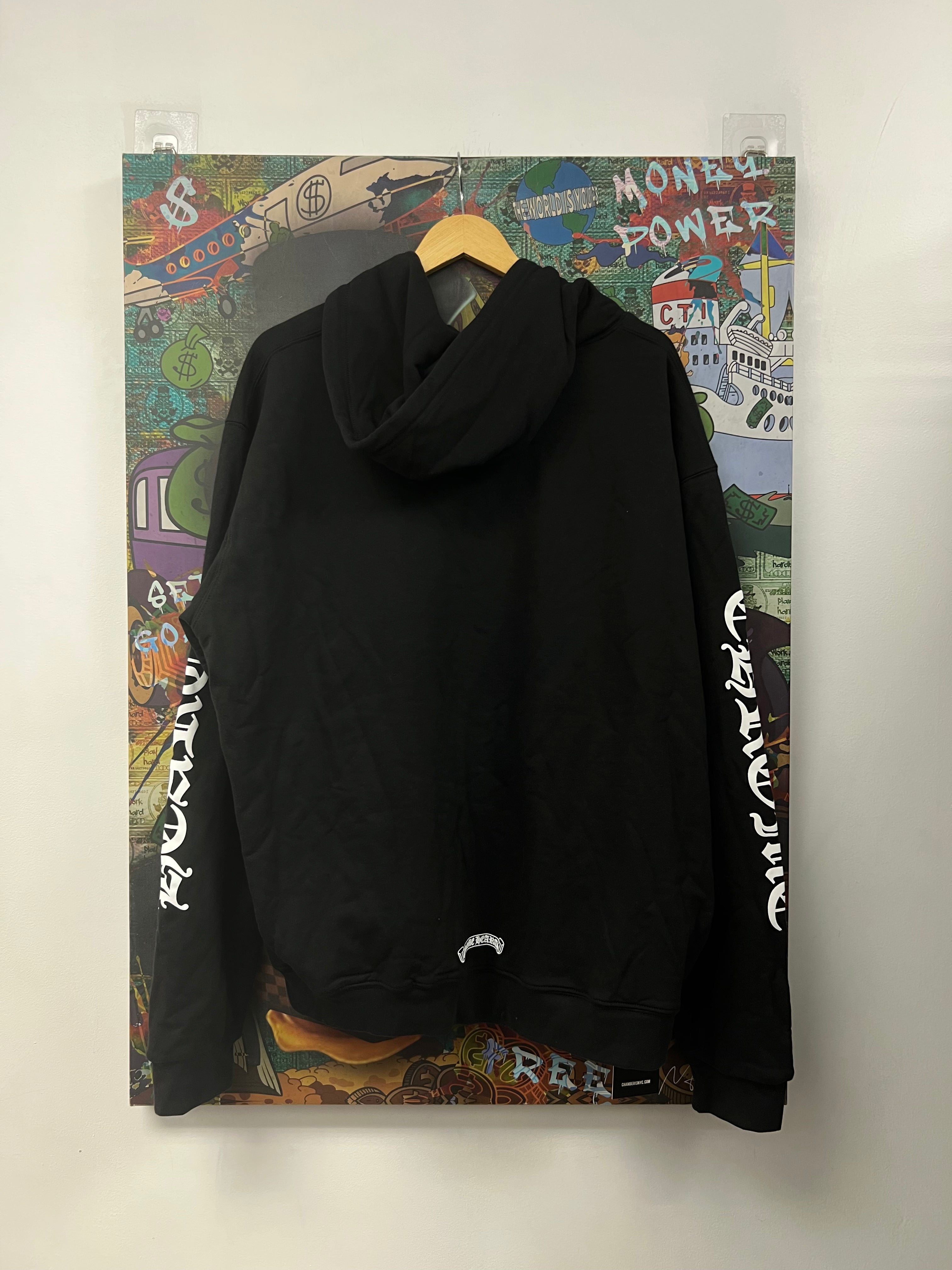 Chrome  Hearts Black White Vertical Logo Thermal Zip Up