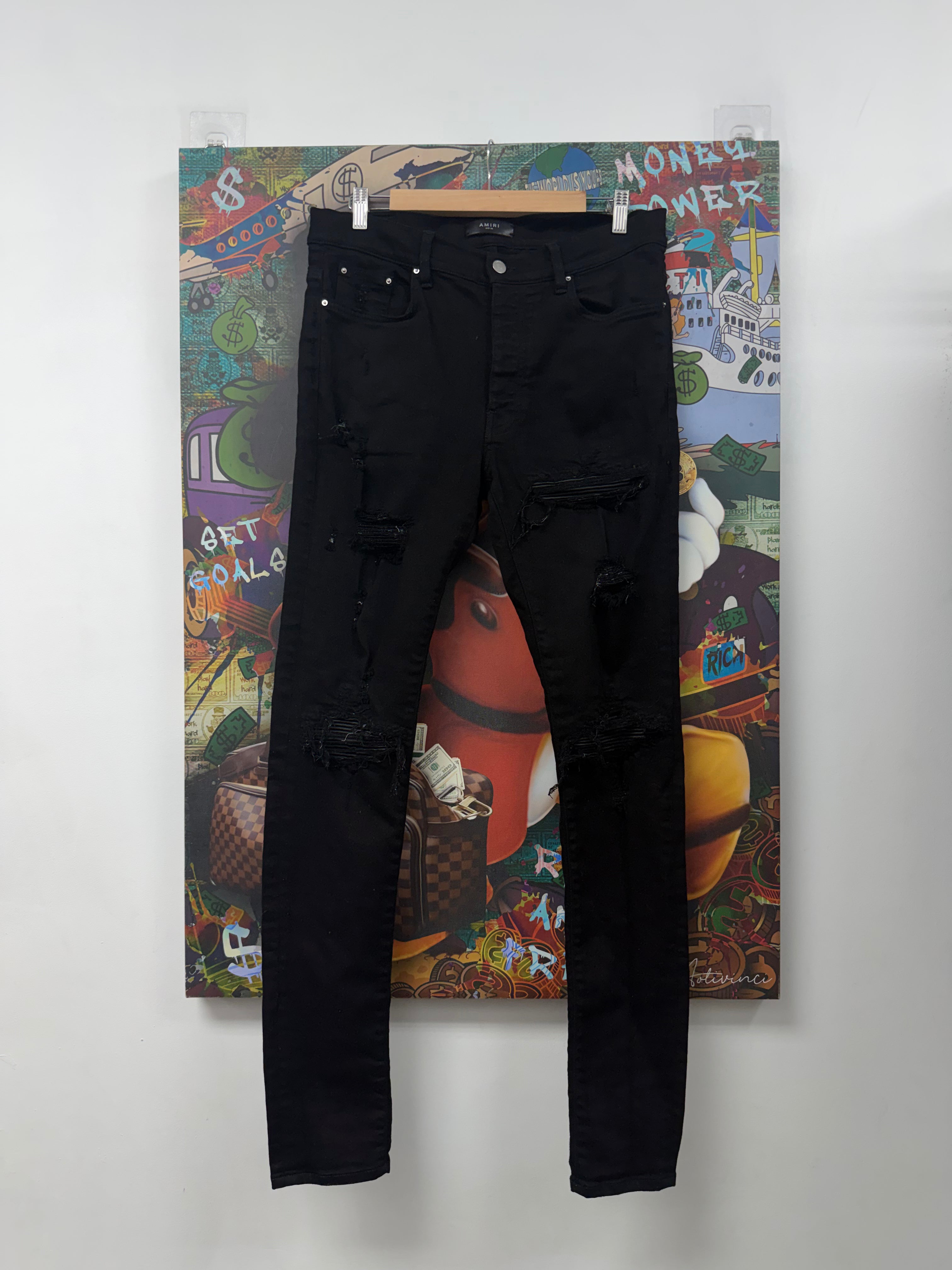 Amiri MX1 Black Black Patch Jeans