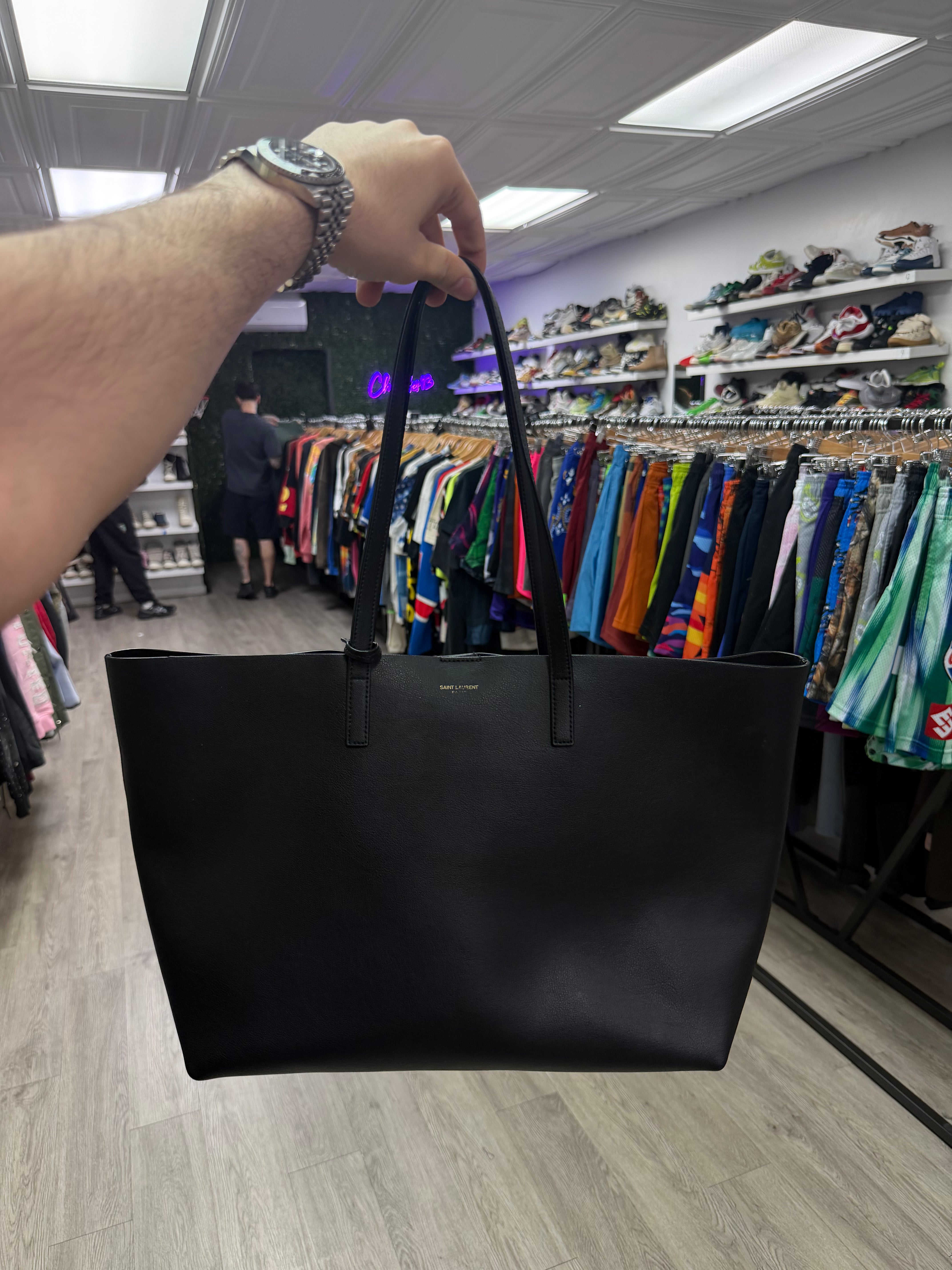 YSL Black Calfskin Tote Bag