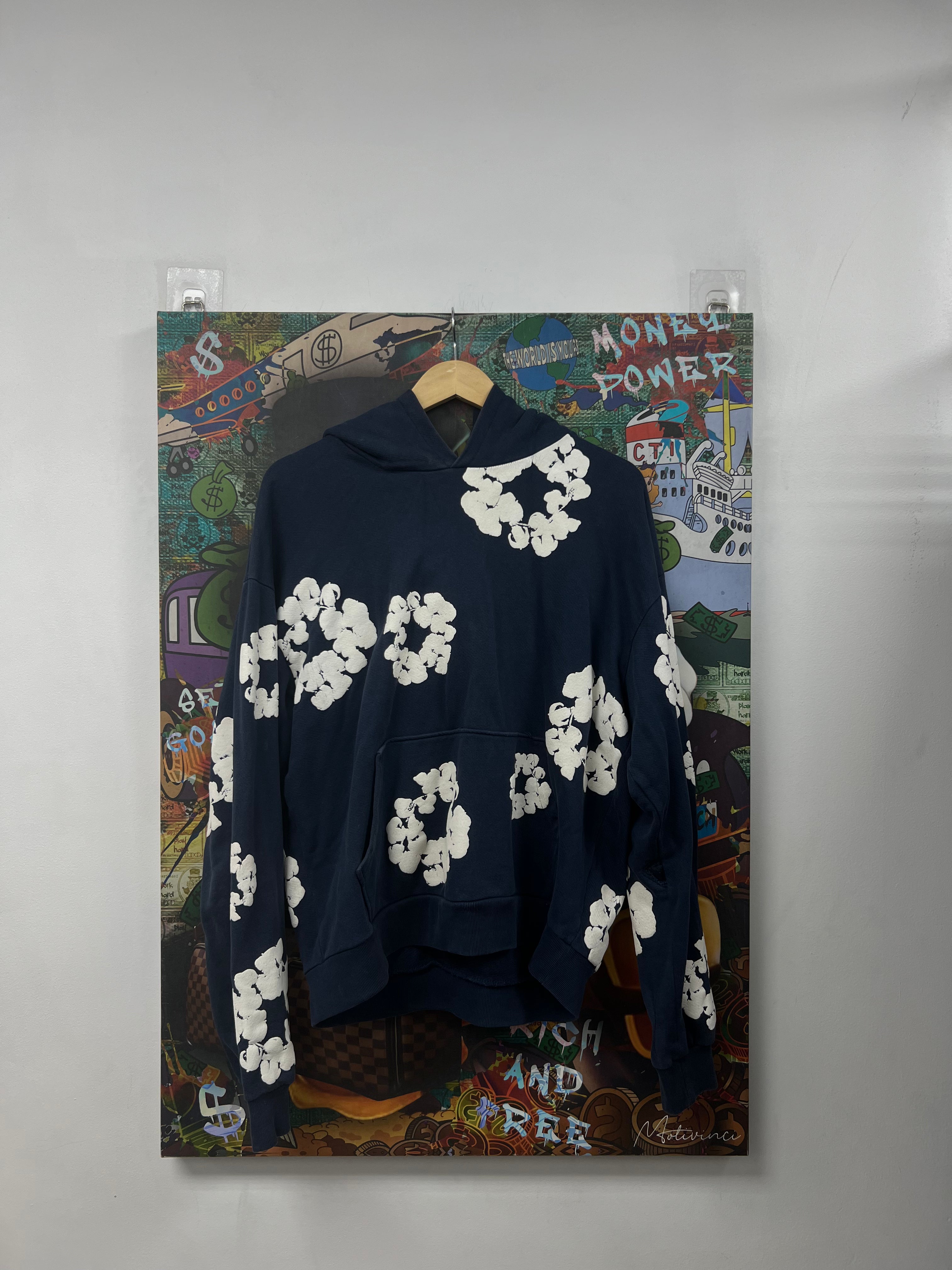 Denim Tears Navy Cotton Wreath Hoodie