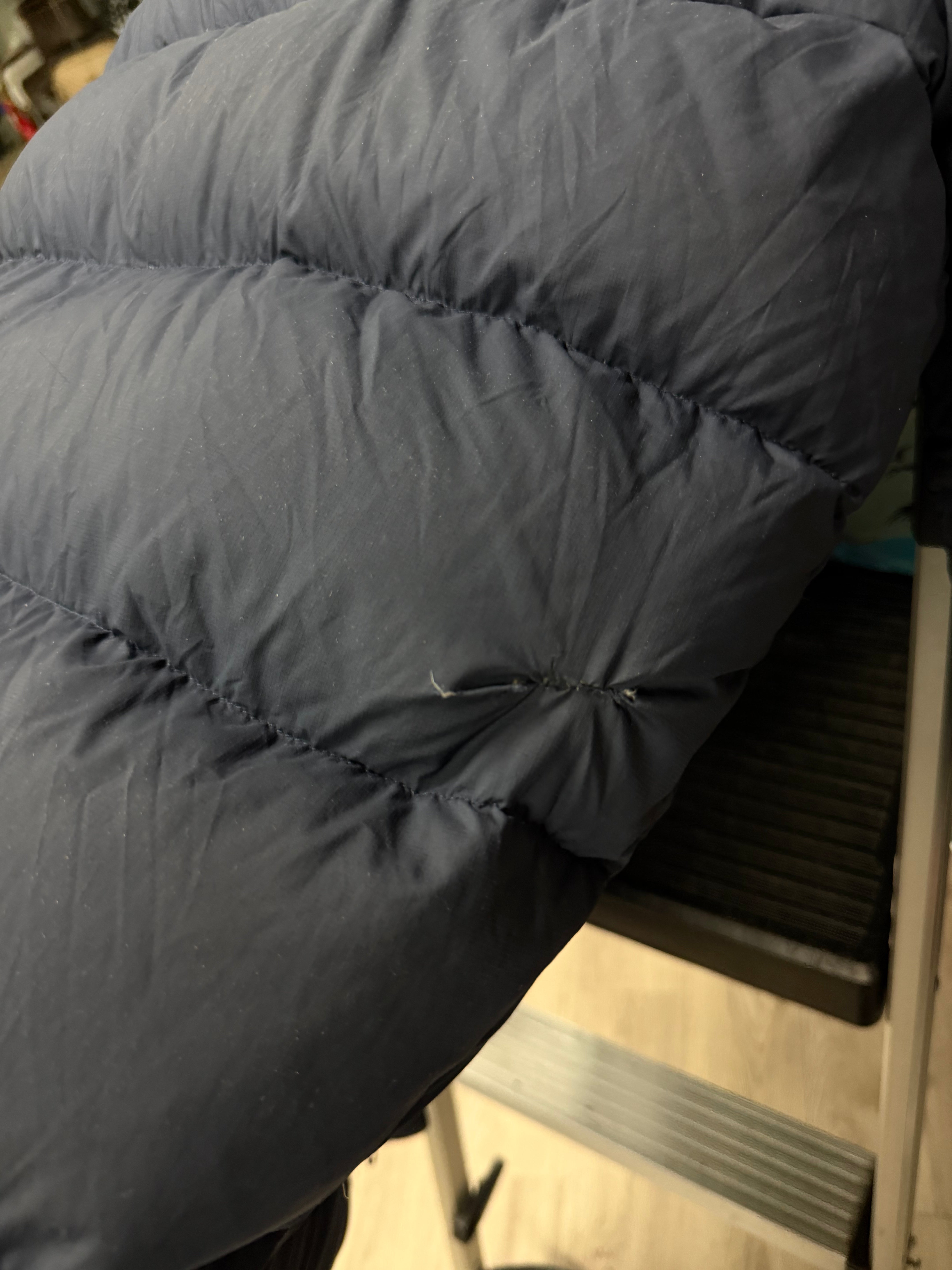 Moose Knuckles Navy Long (No Hood)(Repaired Back) Puffer Jacket