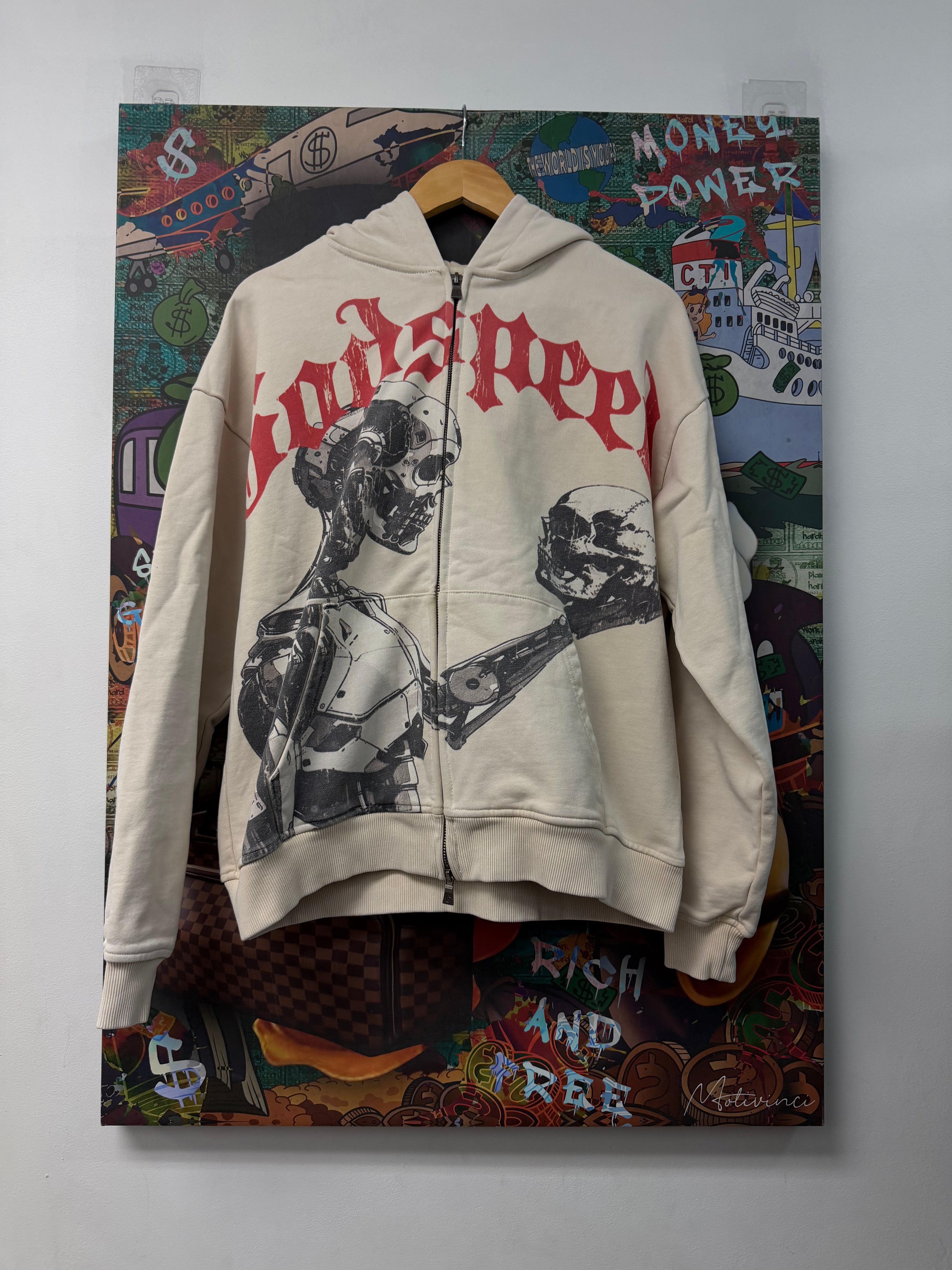 Godspeed Cream Red Mankind Vs AI Zip Up