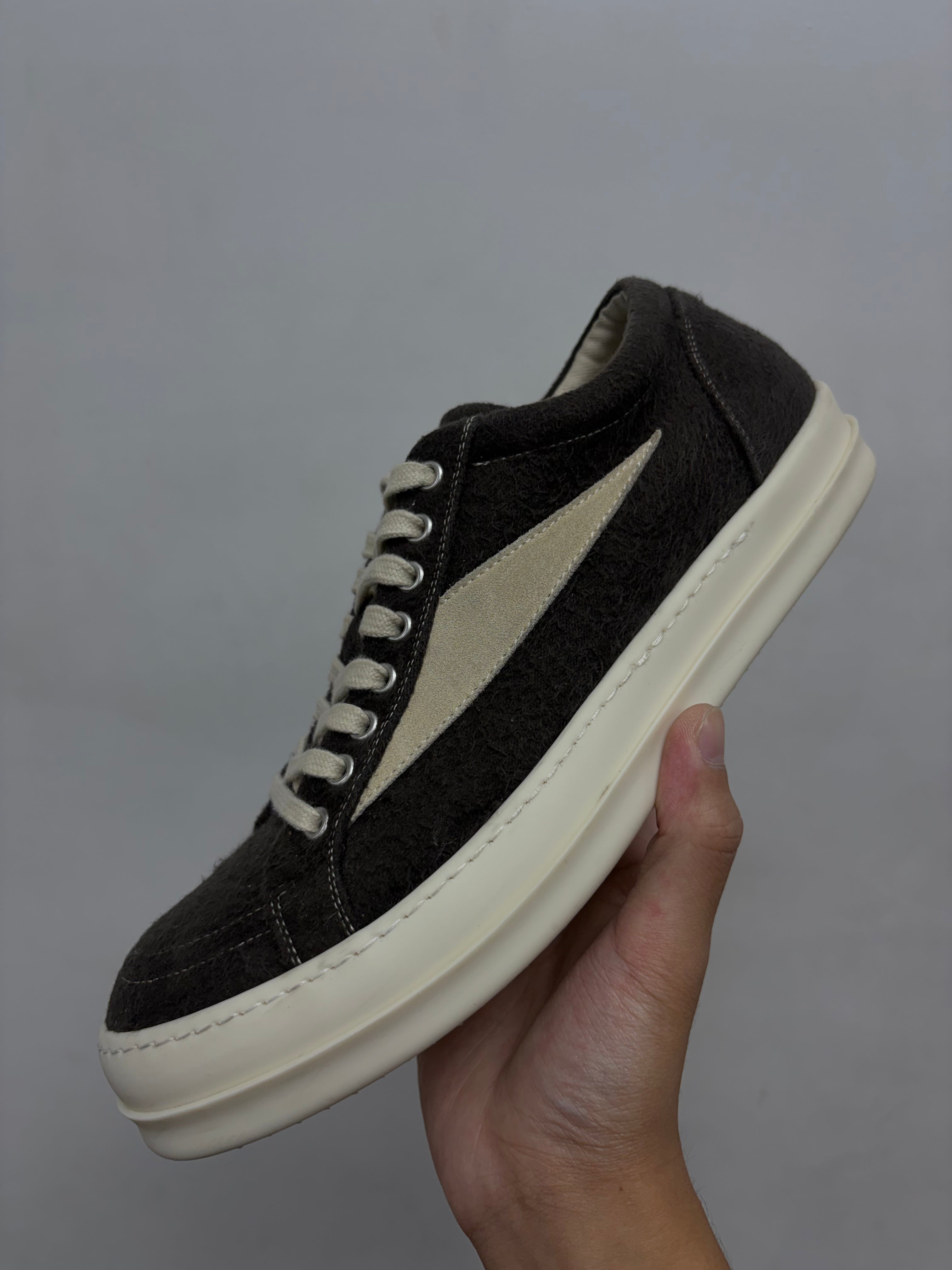 Rick Owens Dark Dust & Milk Vintage Low Felt Sneakers
