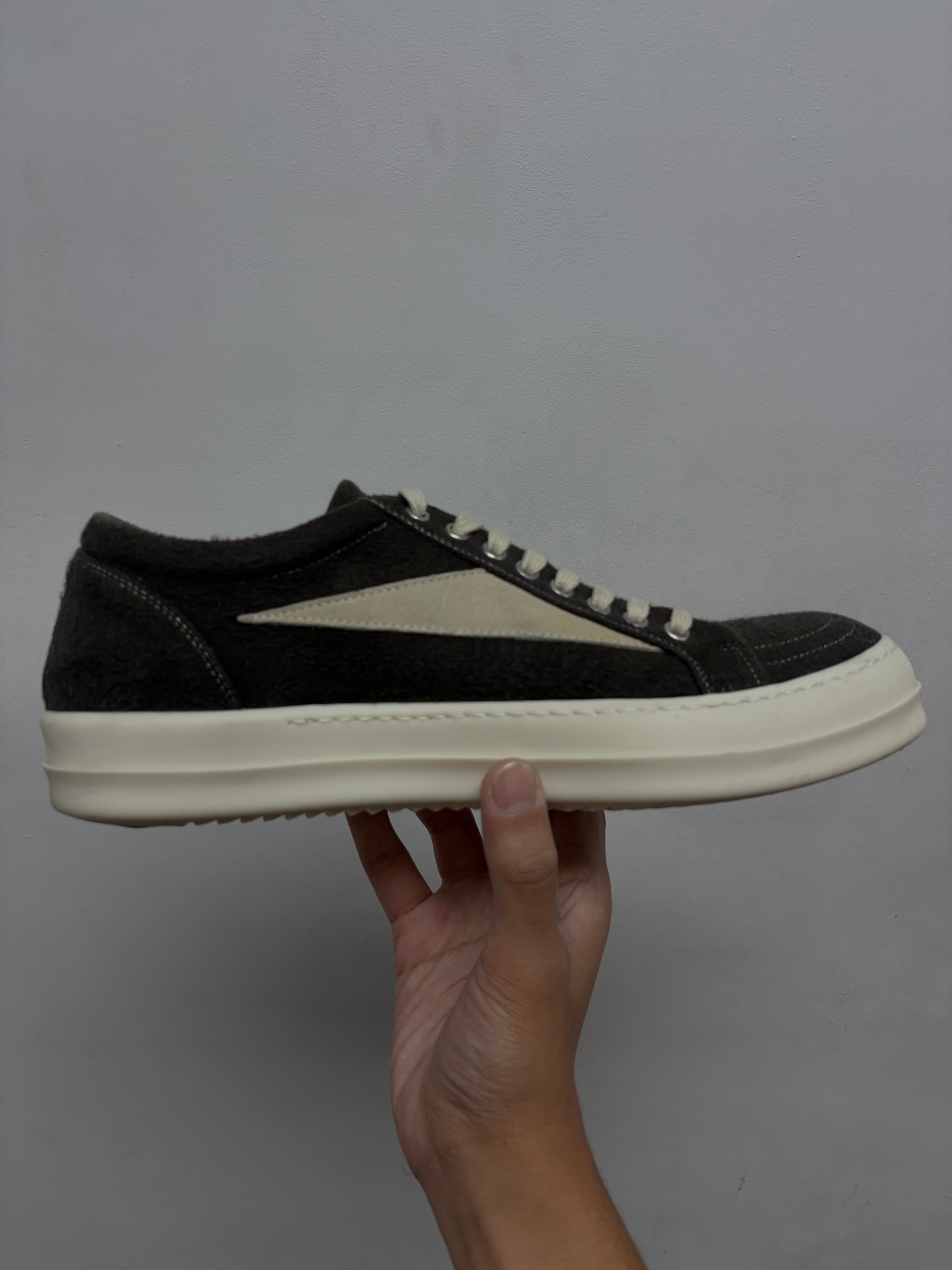 Rick Owens Dark Dust & Milk Vintage Low Felt Sneakers