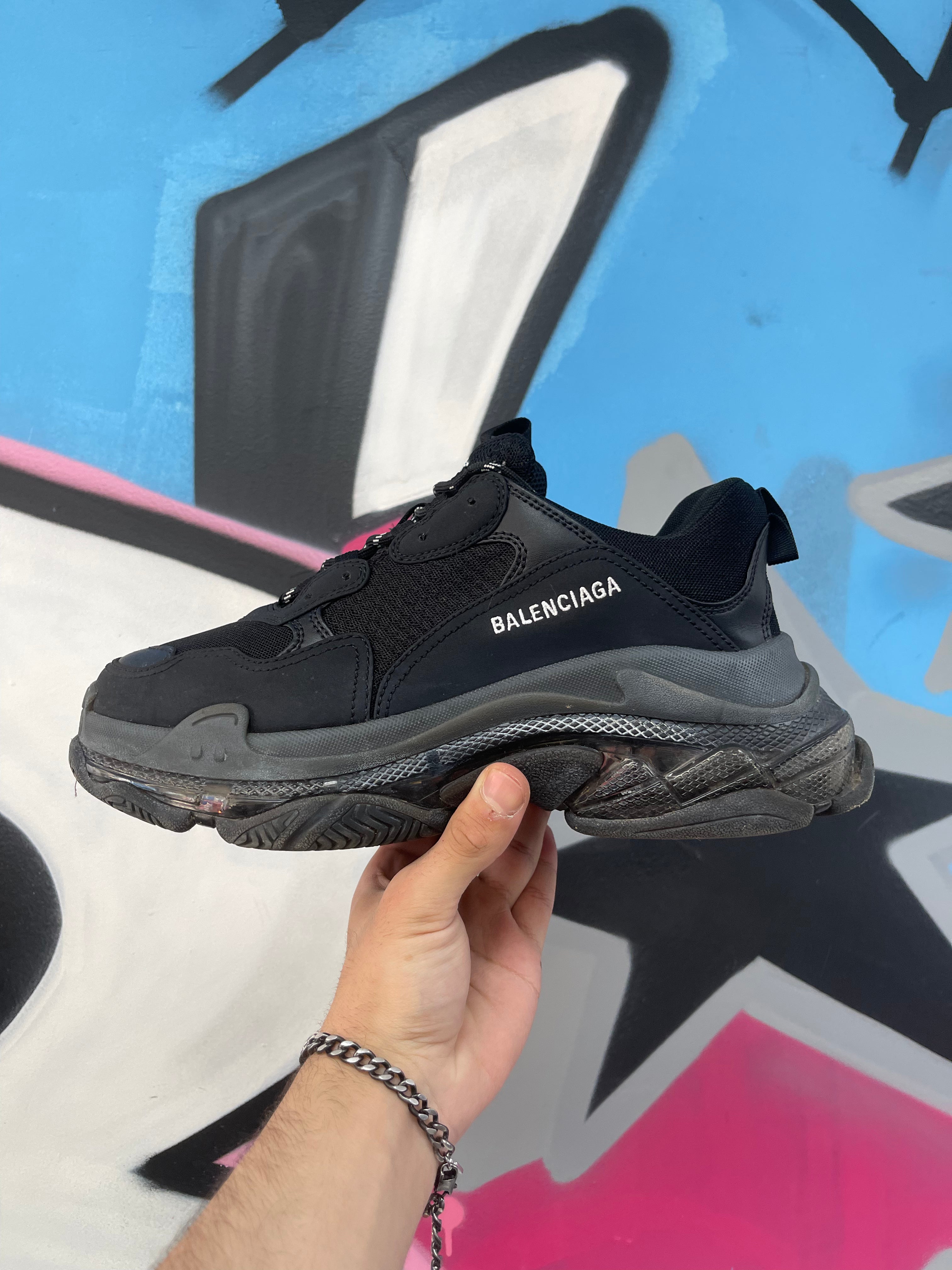 Balenciaga Black Transleucent Triple S Sneakers