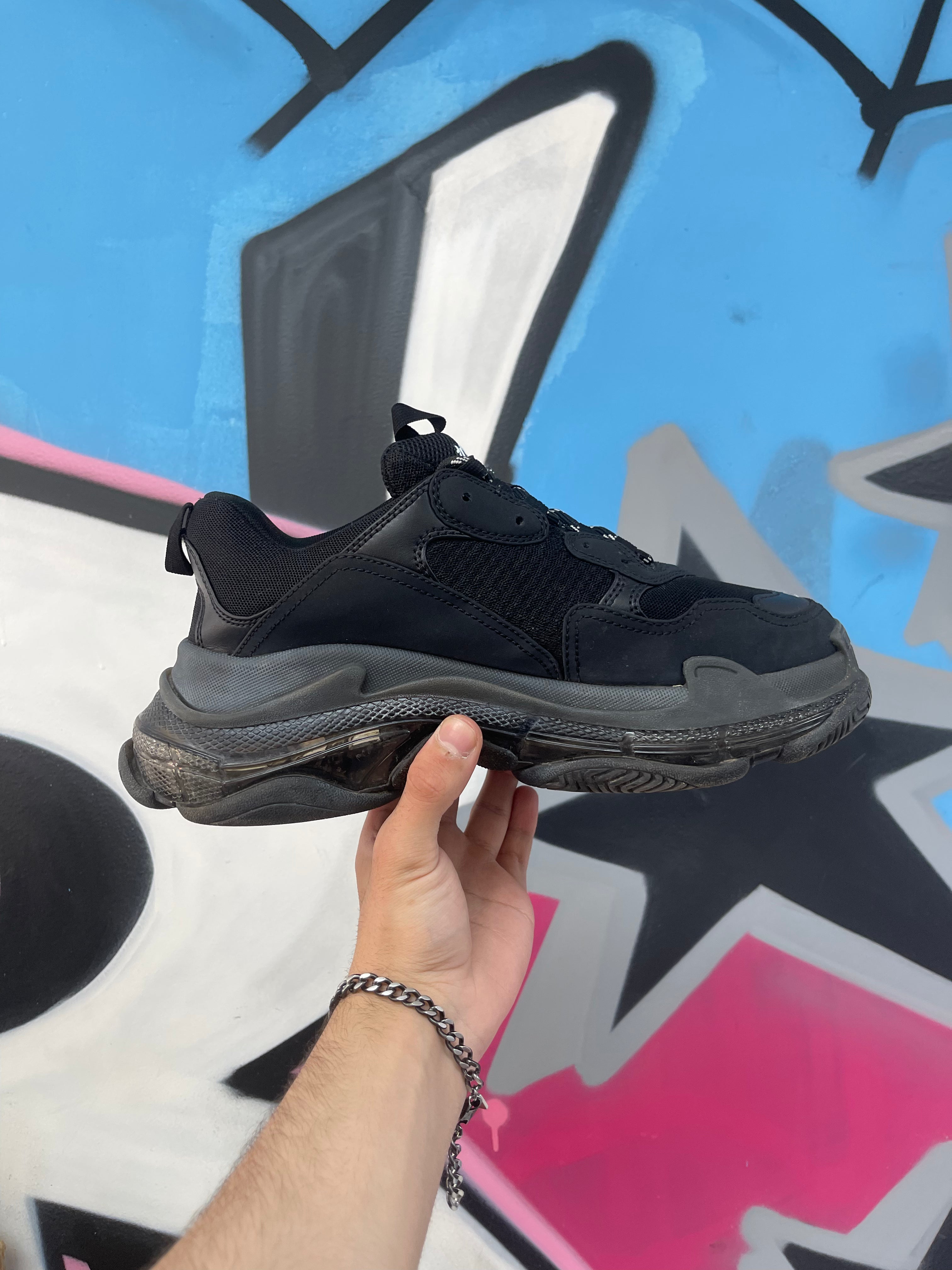 Balenciaga Black Transleucent Triple S Sneakers
