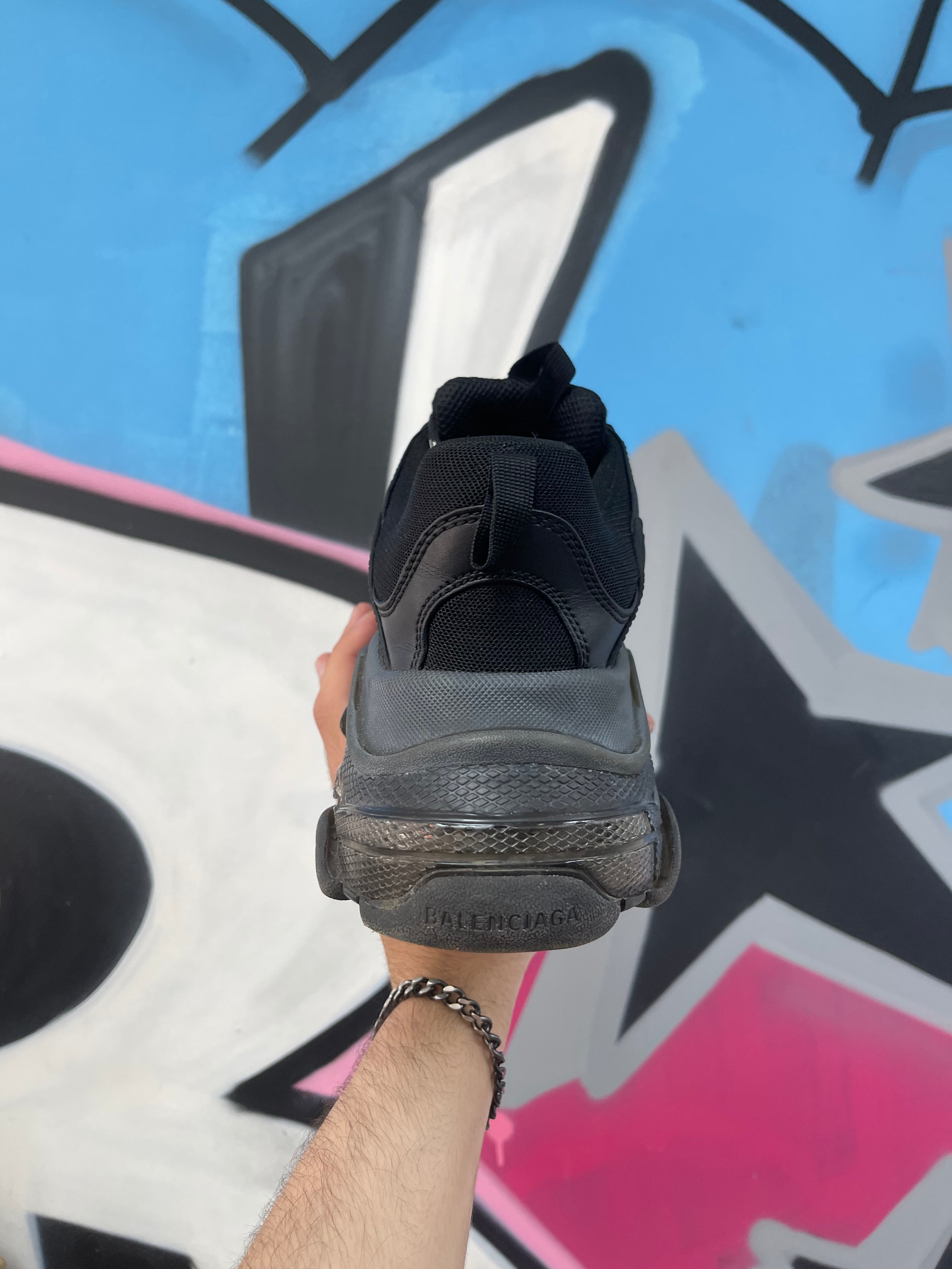 Balenciaga Black Transleucent Triple S Sneakers