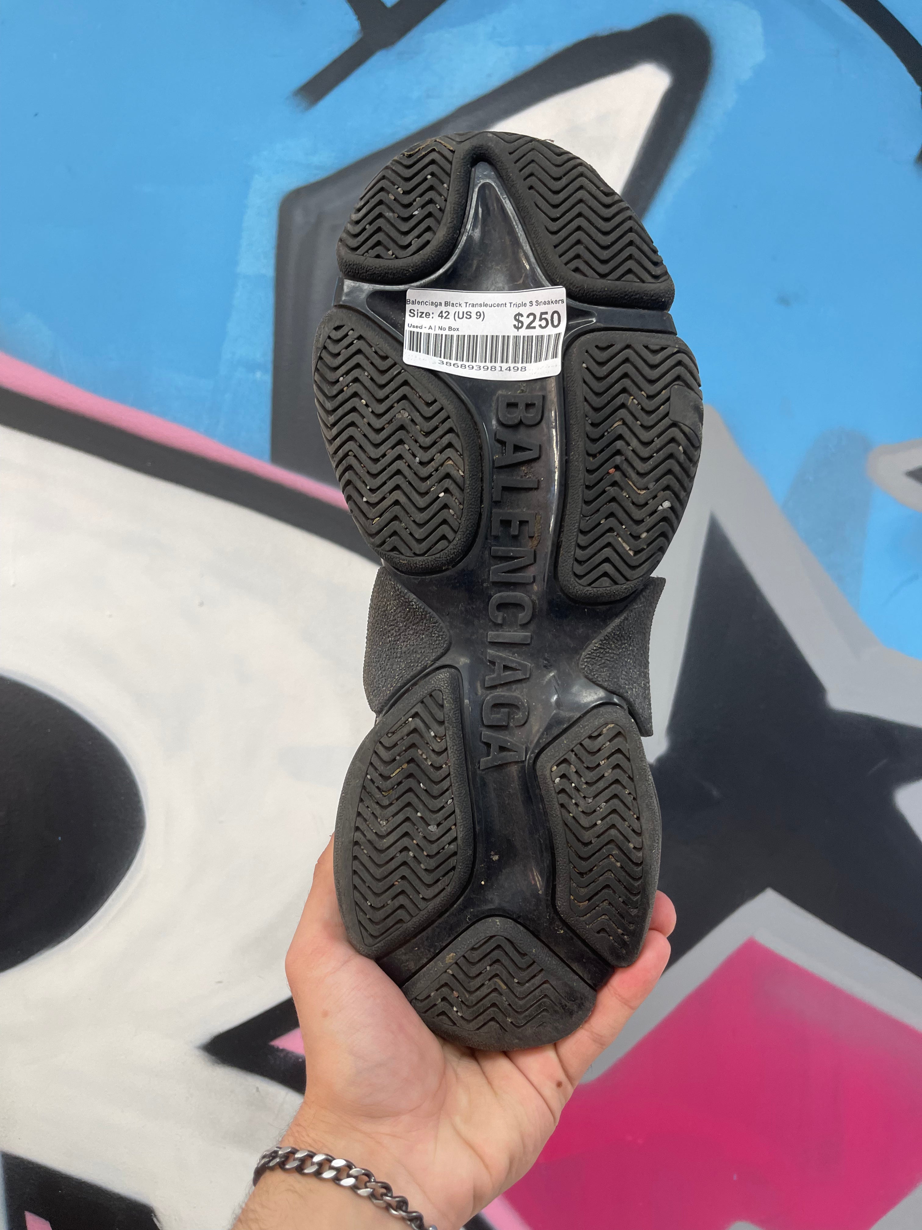 Balenciaga Black Transleucent Triple S Sneakers