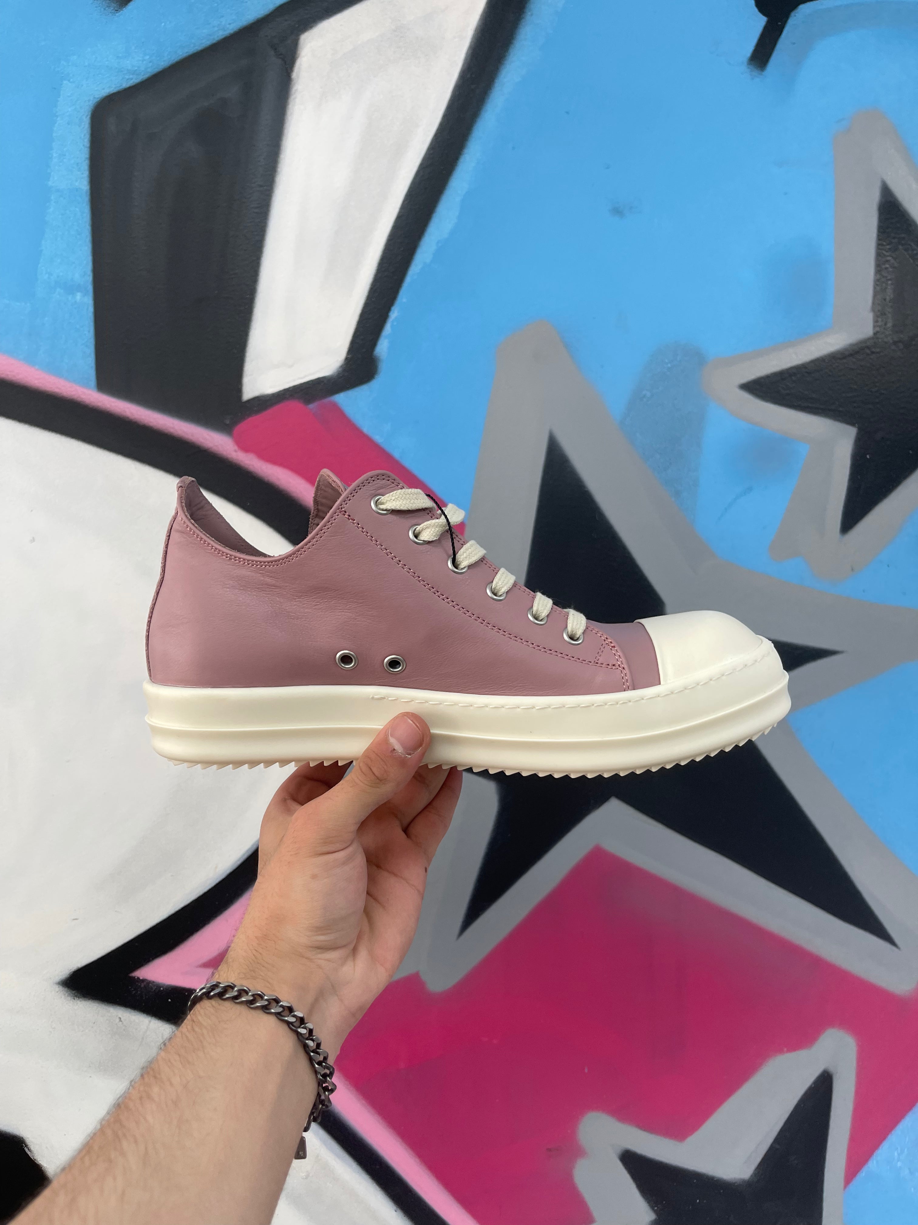 Rick Owens Dusty Pink Ramone Mainline Low Sneakers