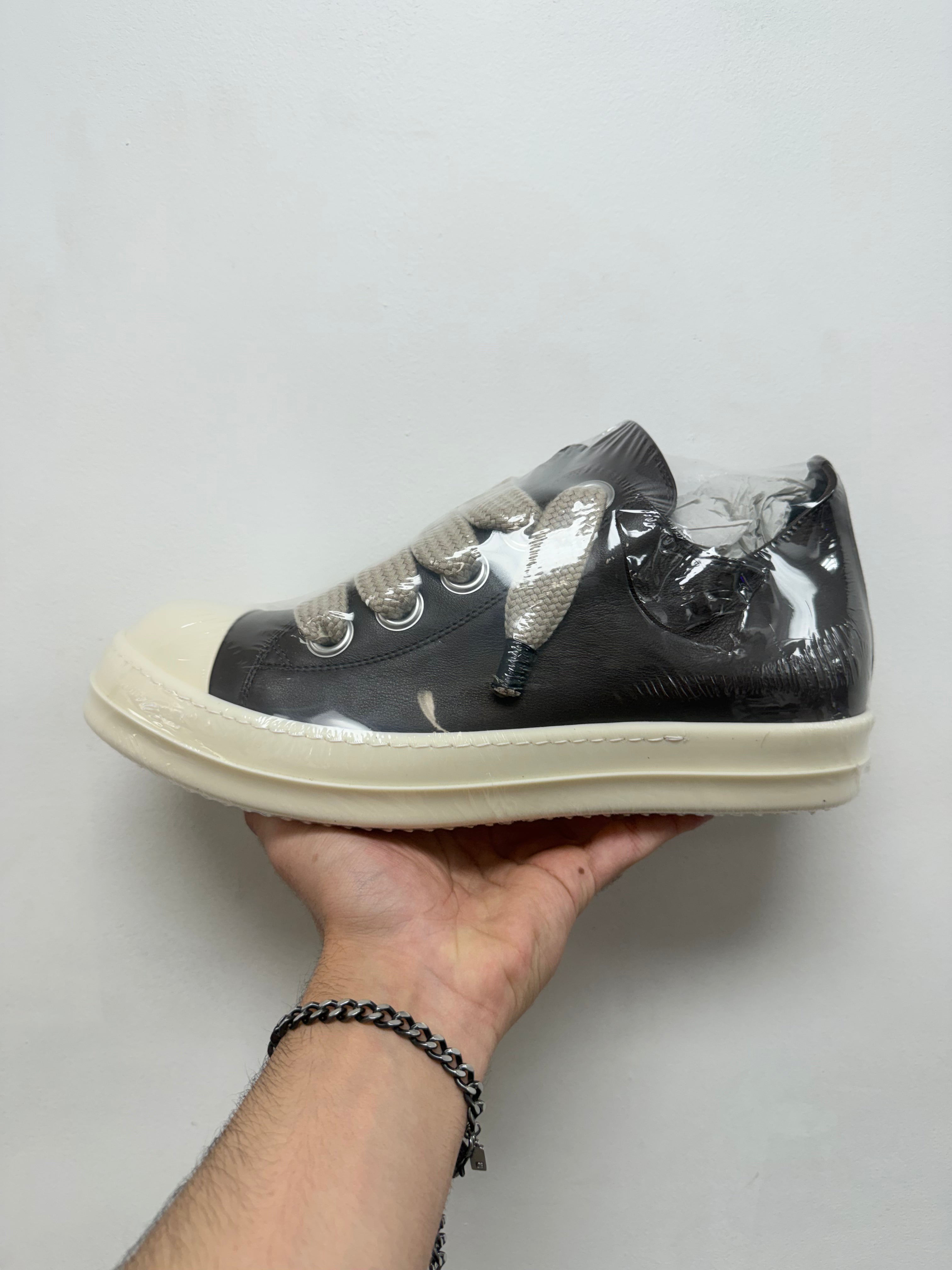 Rick Owens Mascassar Brown Milk Mainline Jumbo Lace Low Sneakers