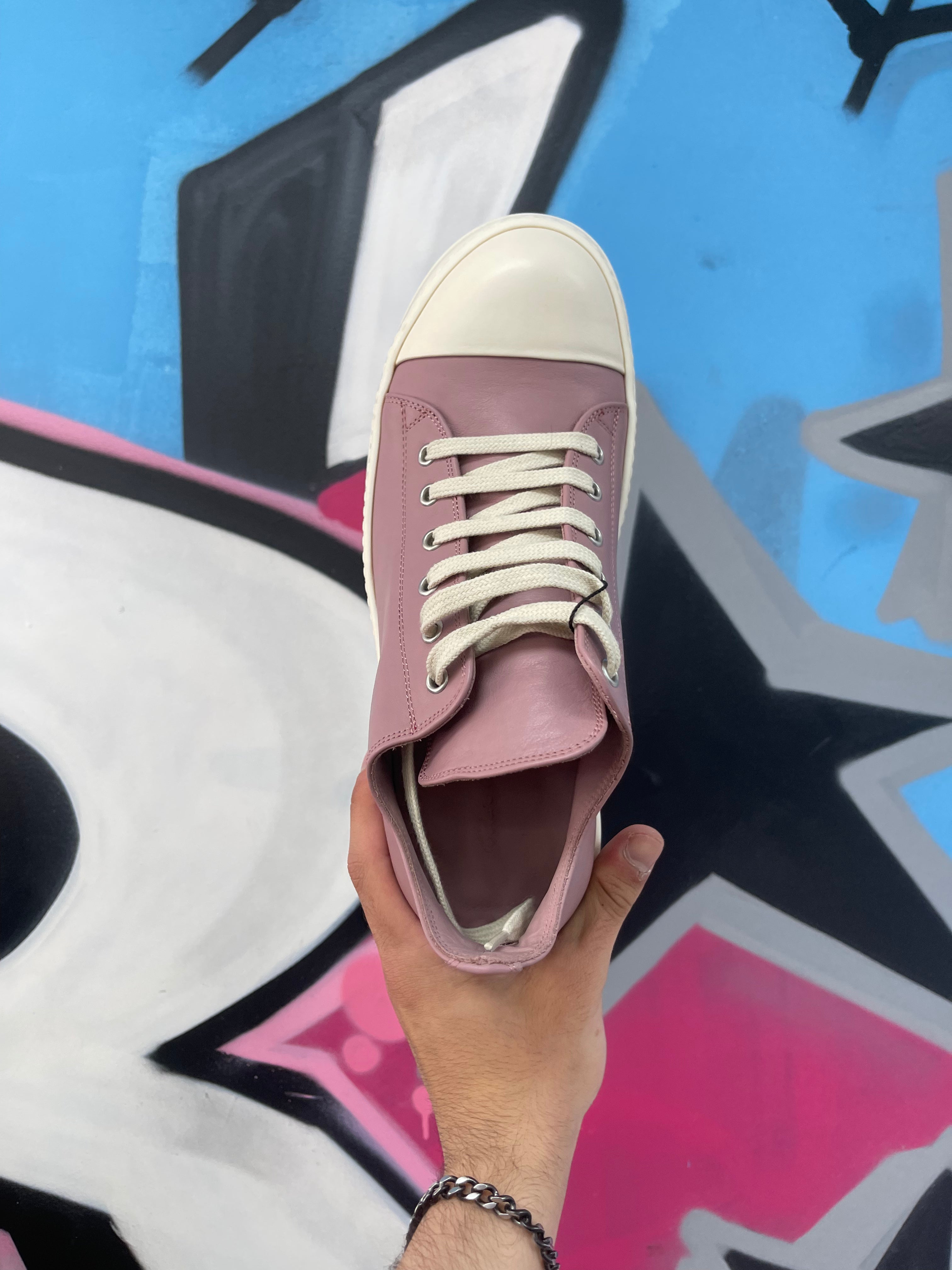 Rick Owens Dusty Pink Ramone Mainline Low Sneakers