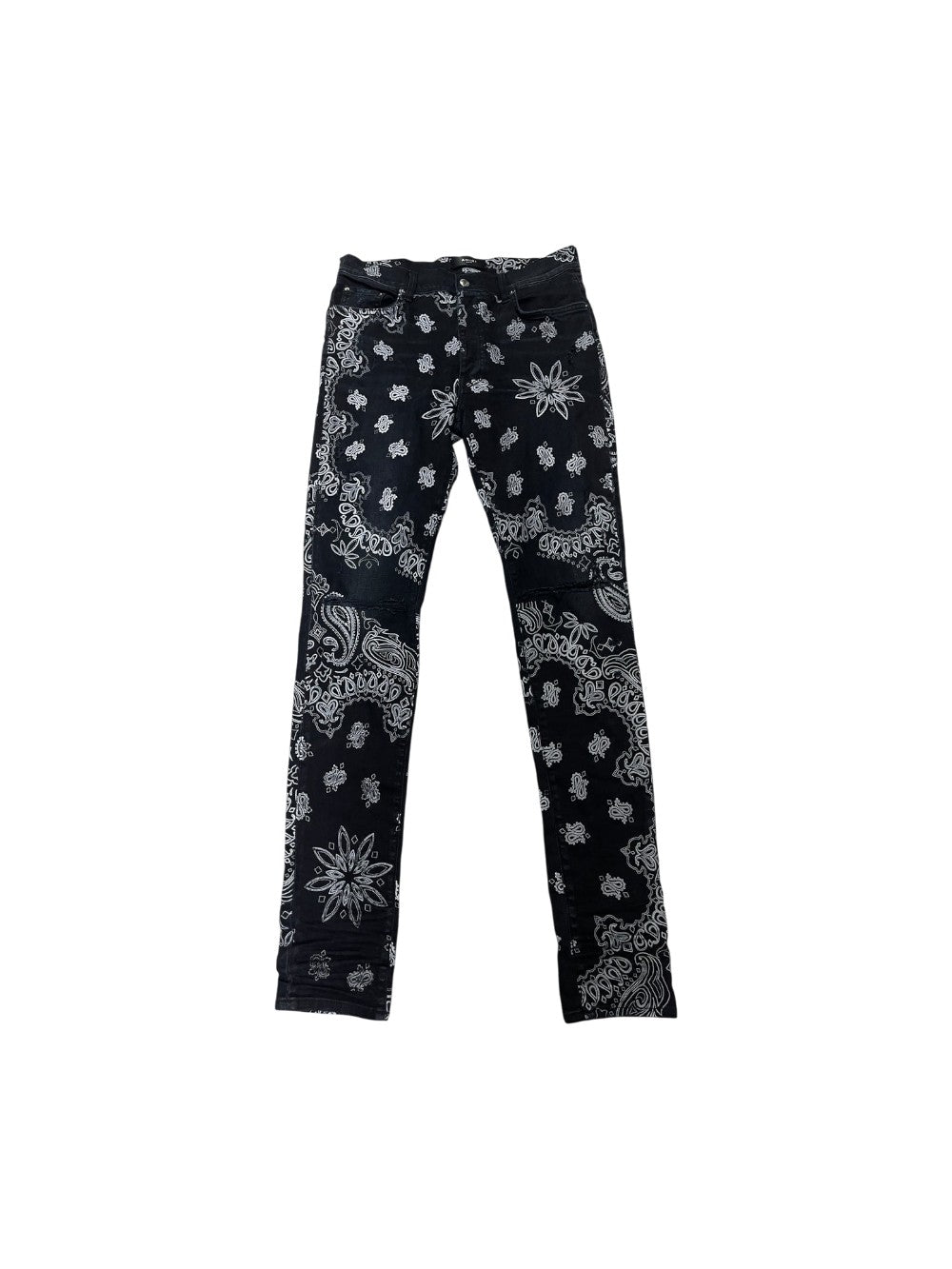 Amiri Flocked Paisley Black Wash Jeans