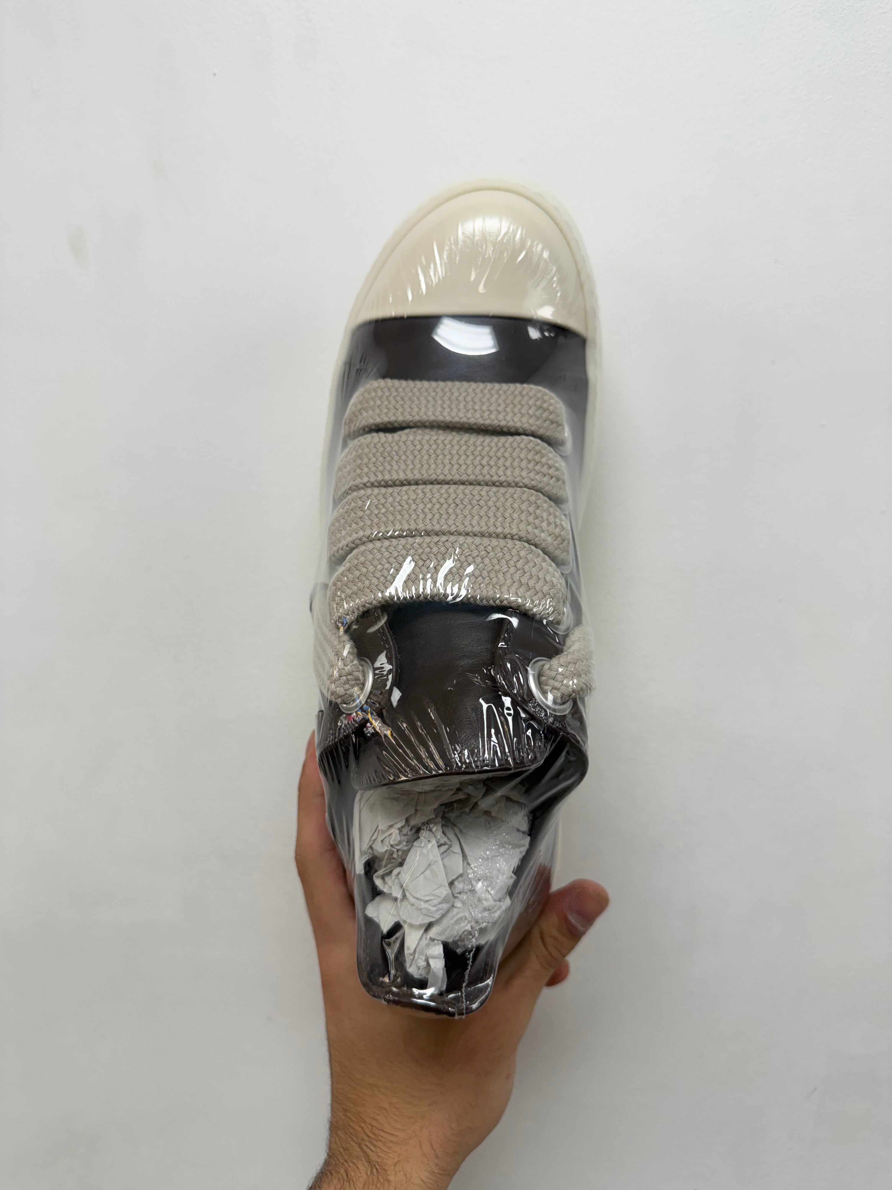 Rick Owens Mascassar Brown Milk Mainline Jumbo Lace Low Sneakers