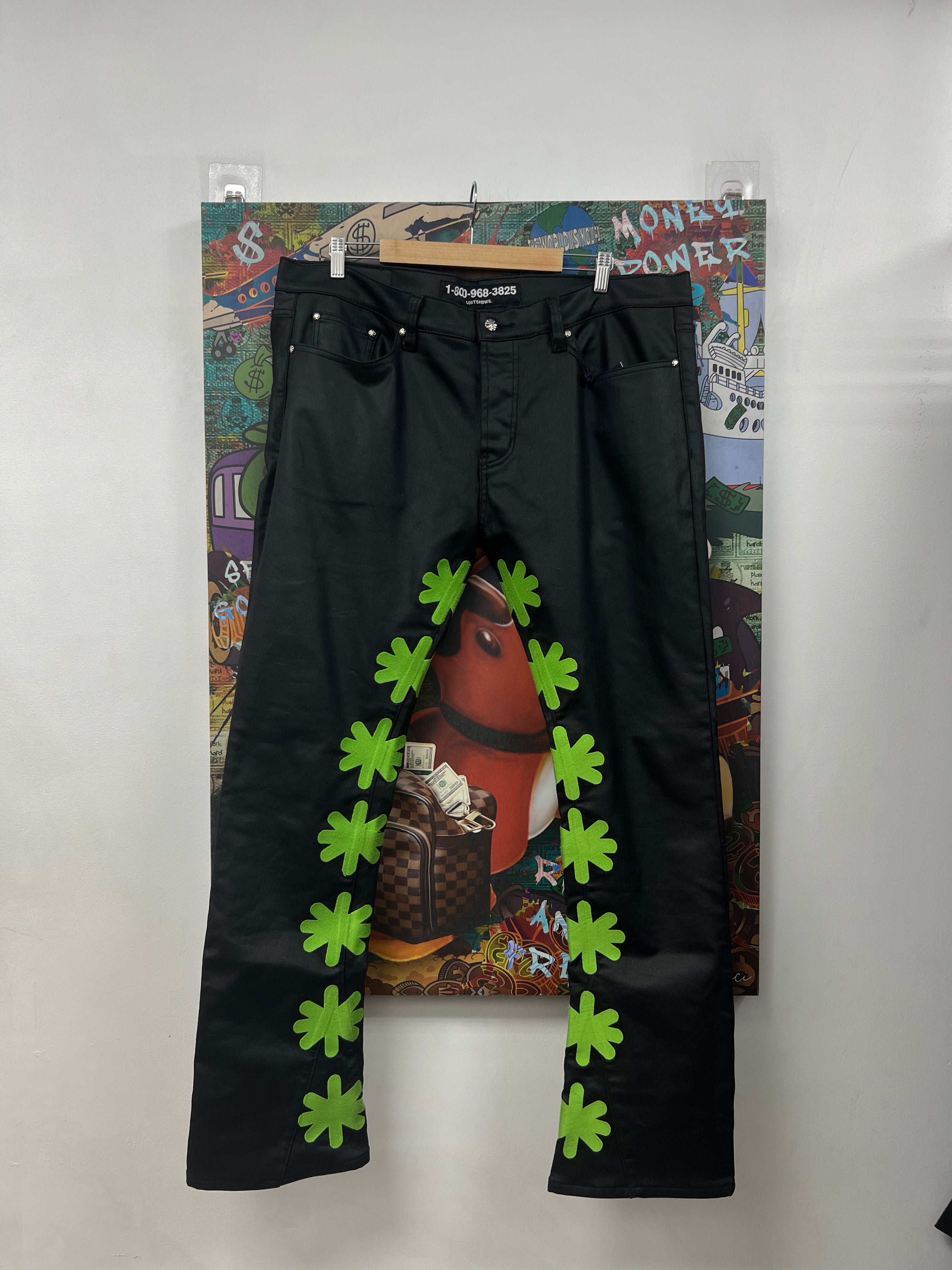 LOST SHDWS Black Slime Neon Wax Jeans