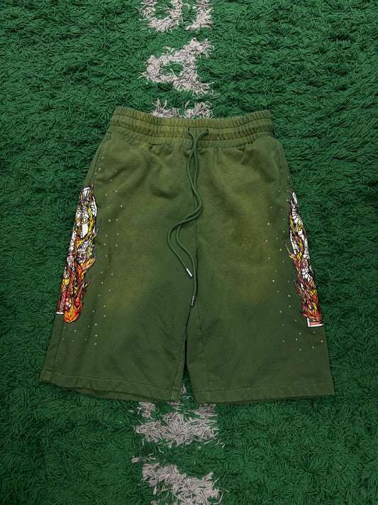 WDW Flame Shorts Green Used 30