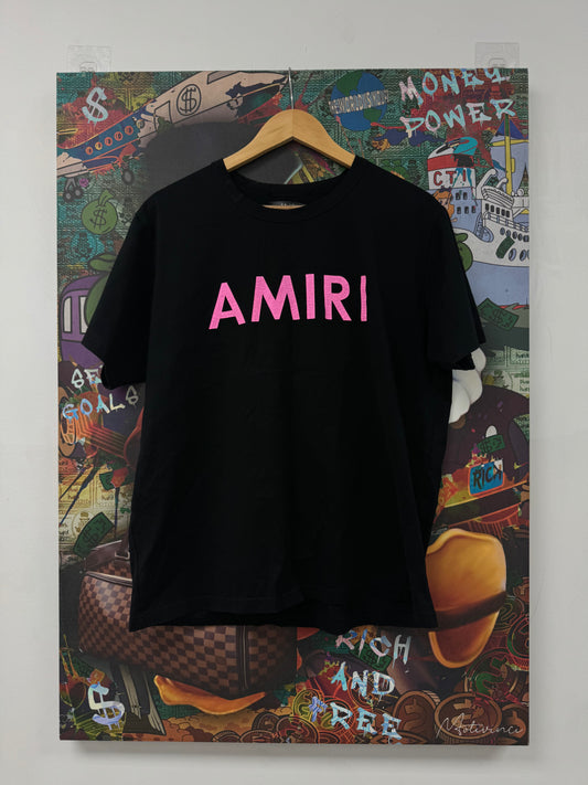 Amiri Black Pink Crackle Tee Used Medium  N/A