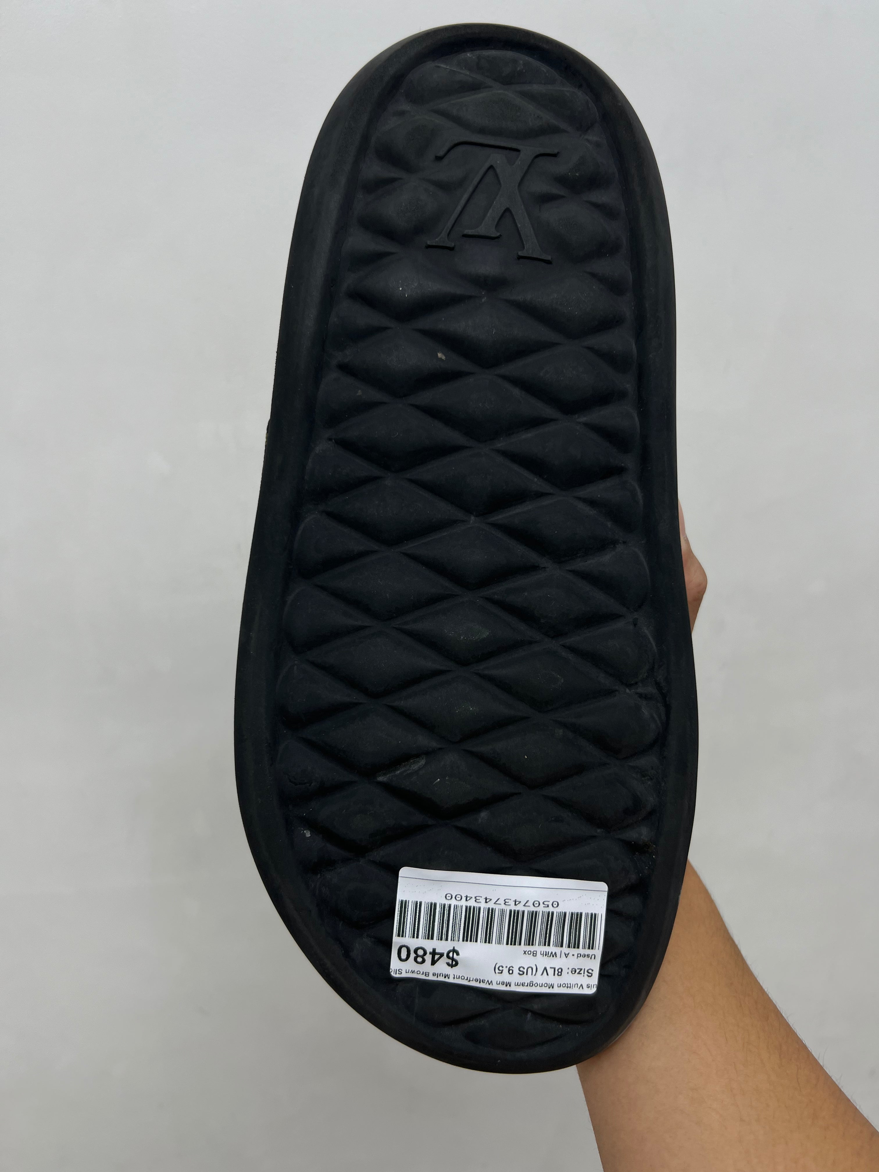 Louis Vuitton Monogram Men Waterfront Mule Brown Slides