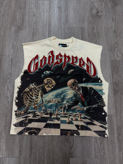 Godspeed "Checkmate" Bone Sleeveless Tee