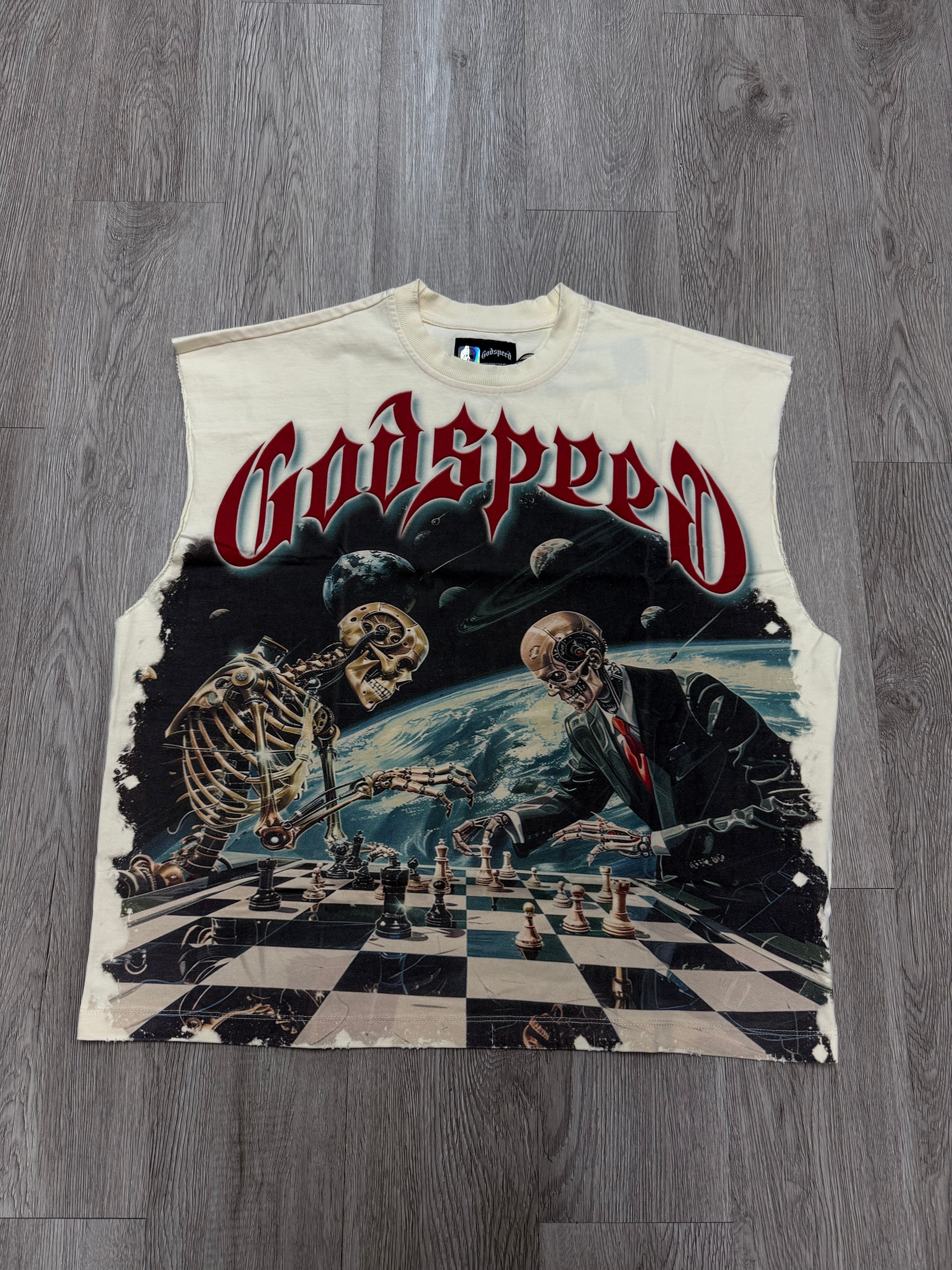 Godspeed "Checkmate" Bone Sleeveless Tee