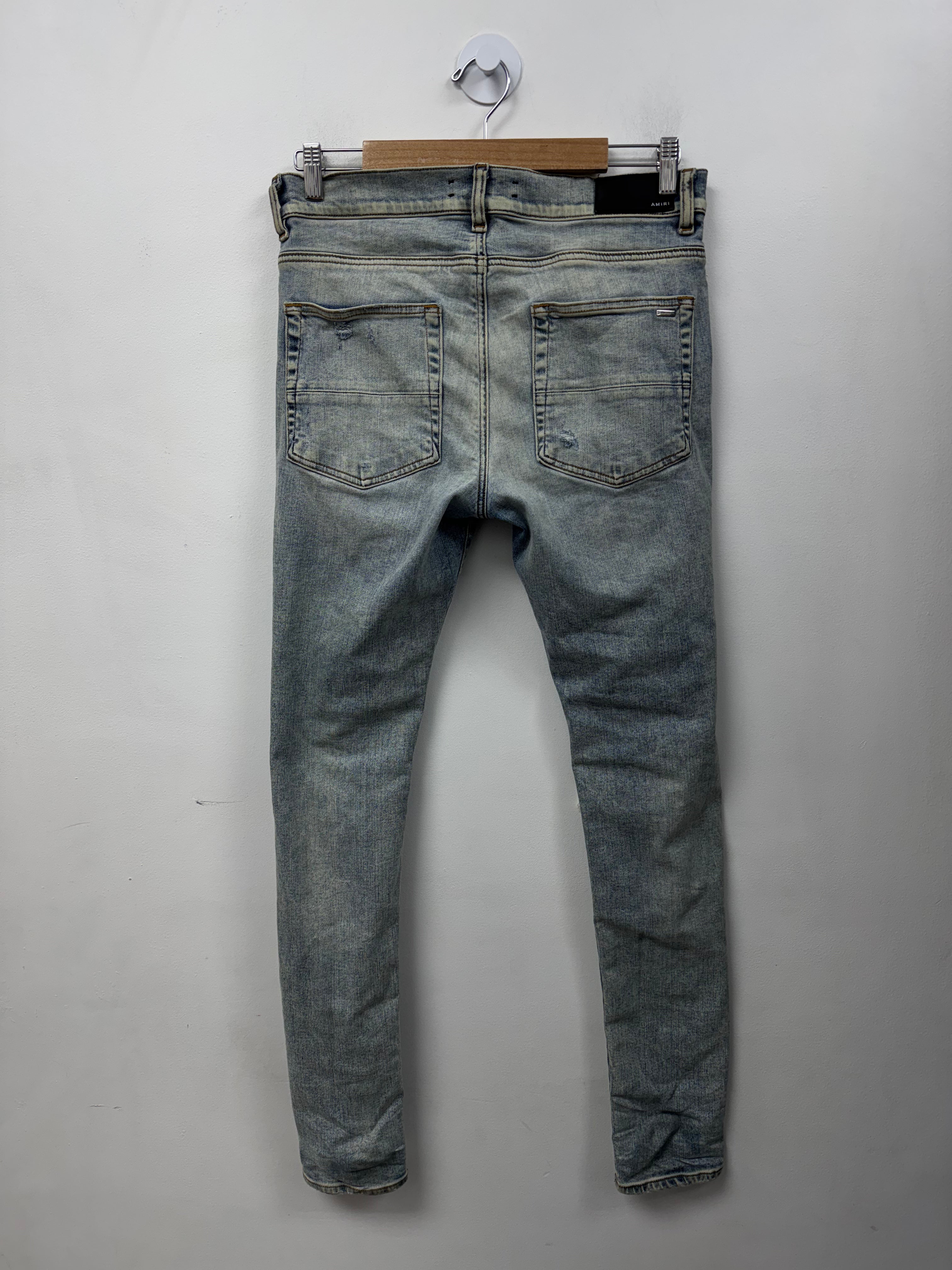 Amiri Stone Wash Black Thrasher Patch Jeans