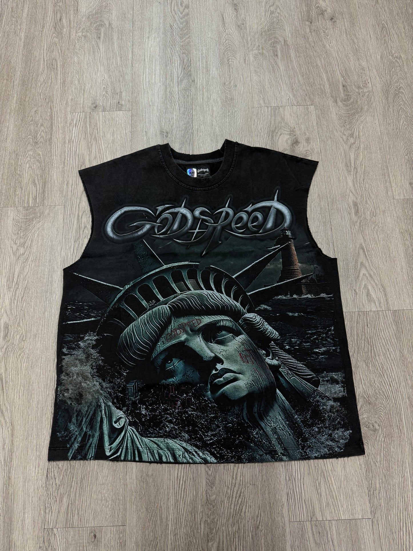 Godspeed "Sunken Liberty 2" Black Wash Sleeveless Tee
