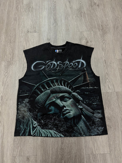 Godspeed "Sunken Liberty 2" Black Wash Sleeveless Tee