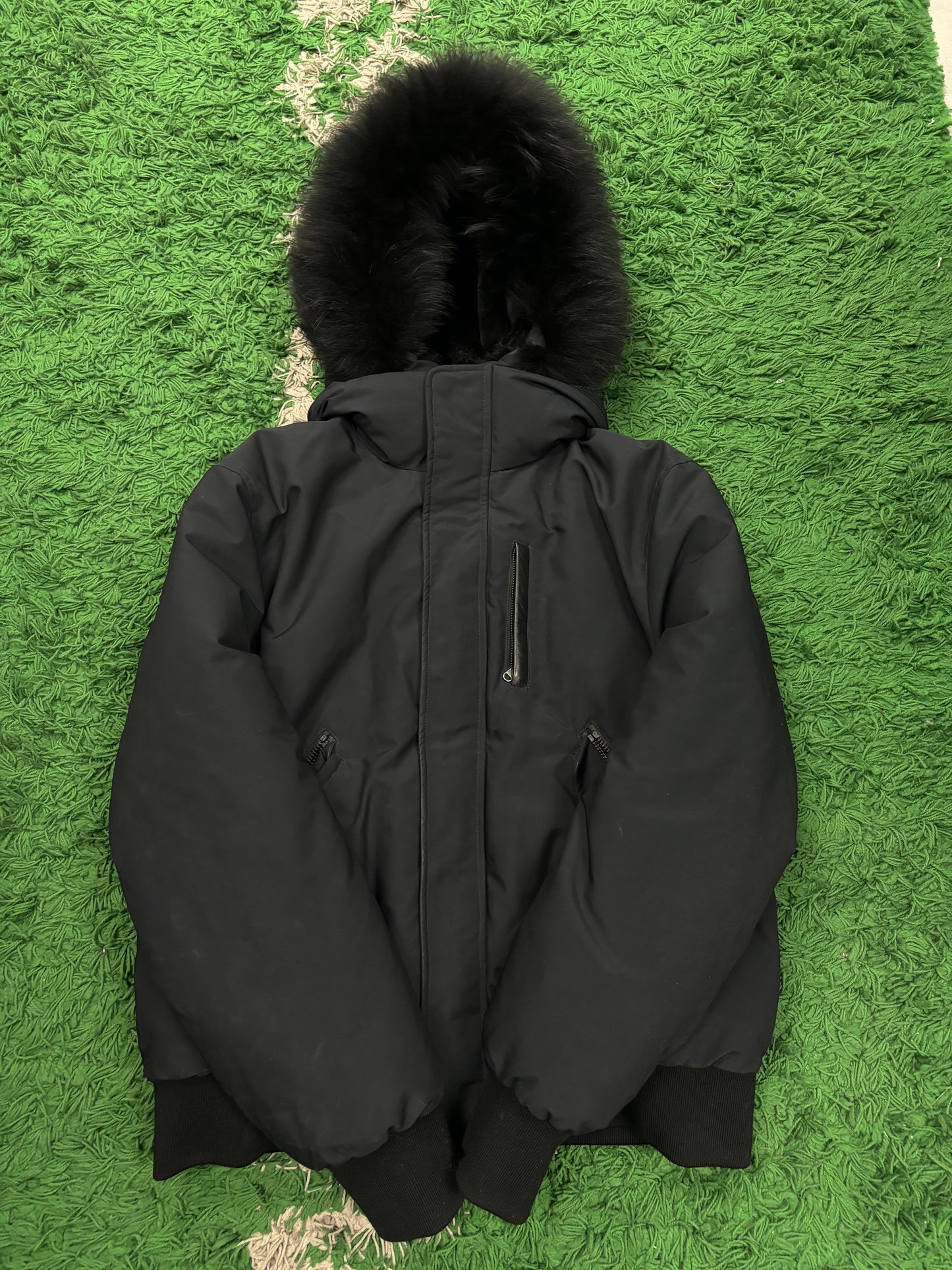 Mackage Bomber Navy Black Fur Used Medium