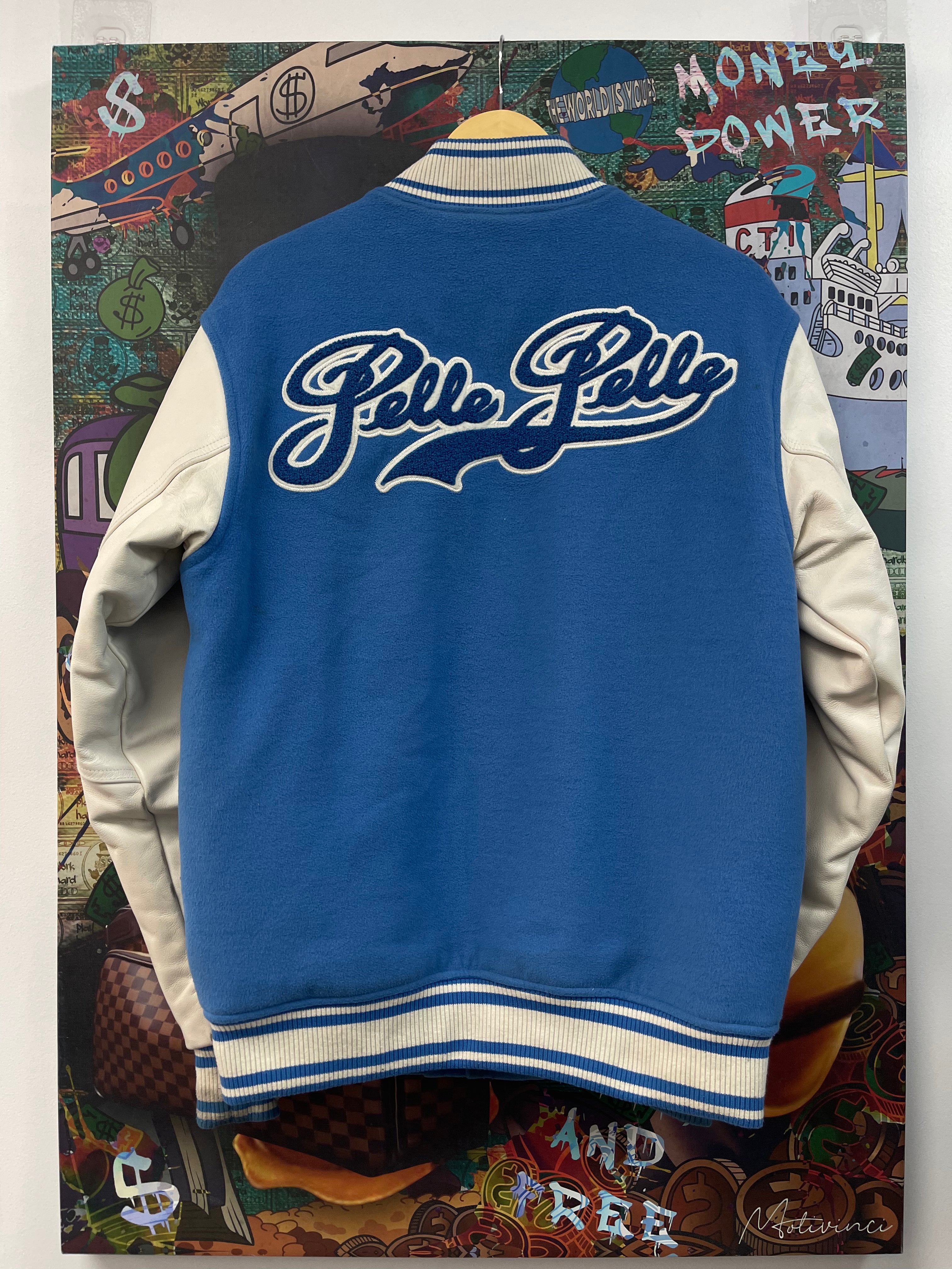 Pelle Pelle Blue White Embroidered Varsity Jacket
