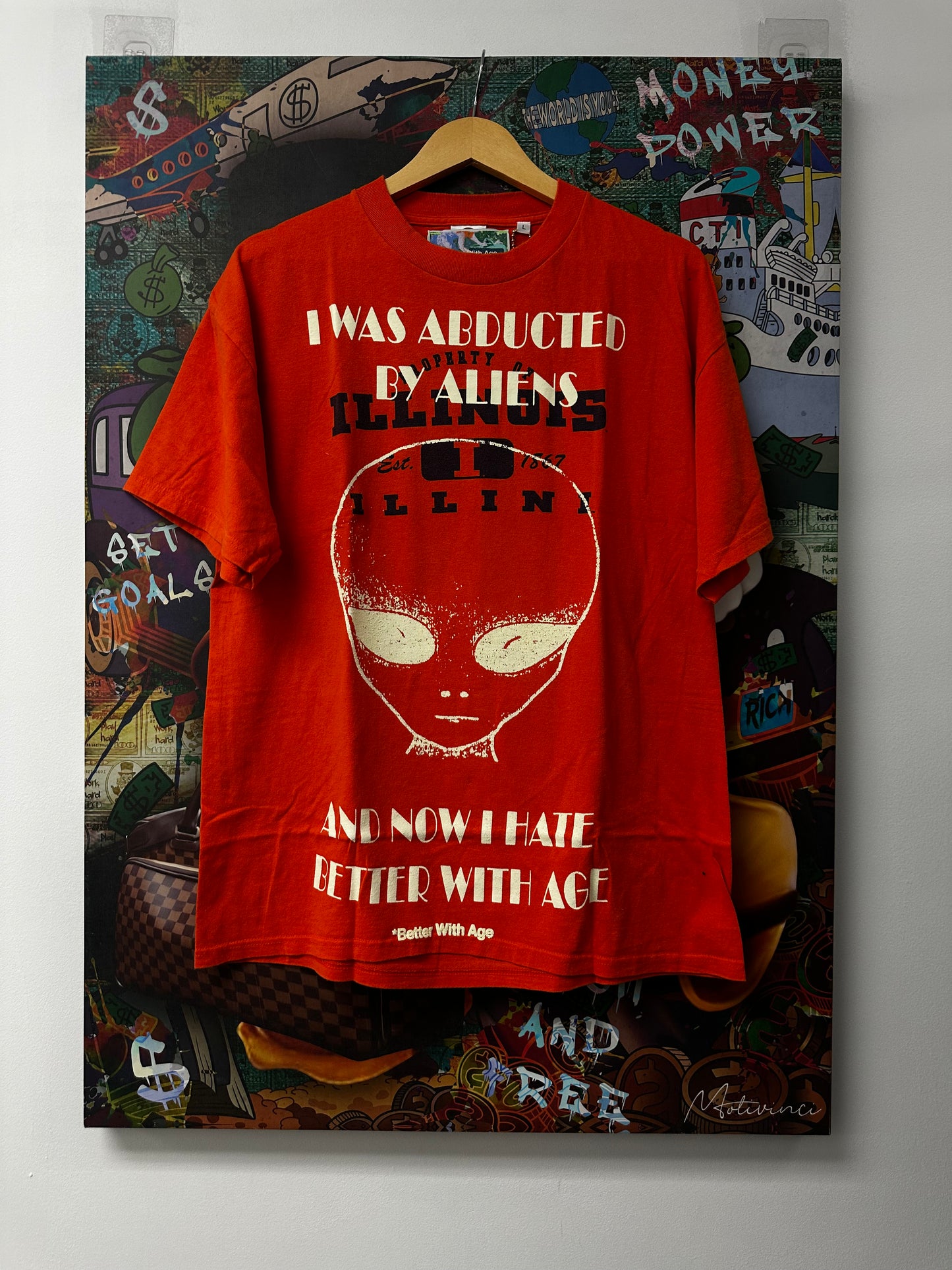 Better With Age Abducted By Aliens Tee Orange New Large With Tags