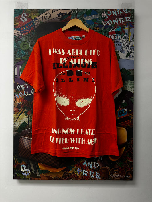 Better With Age Abducted By Aliens Tee Orange New Large With Tags