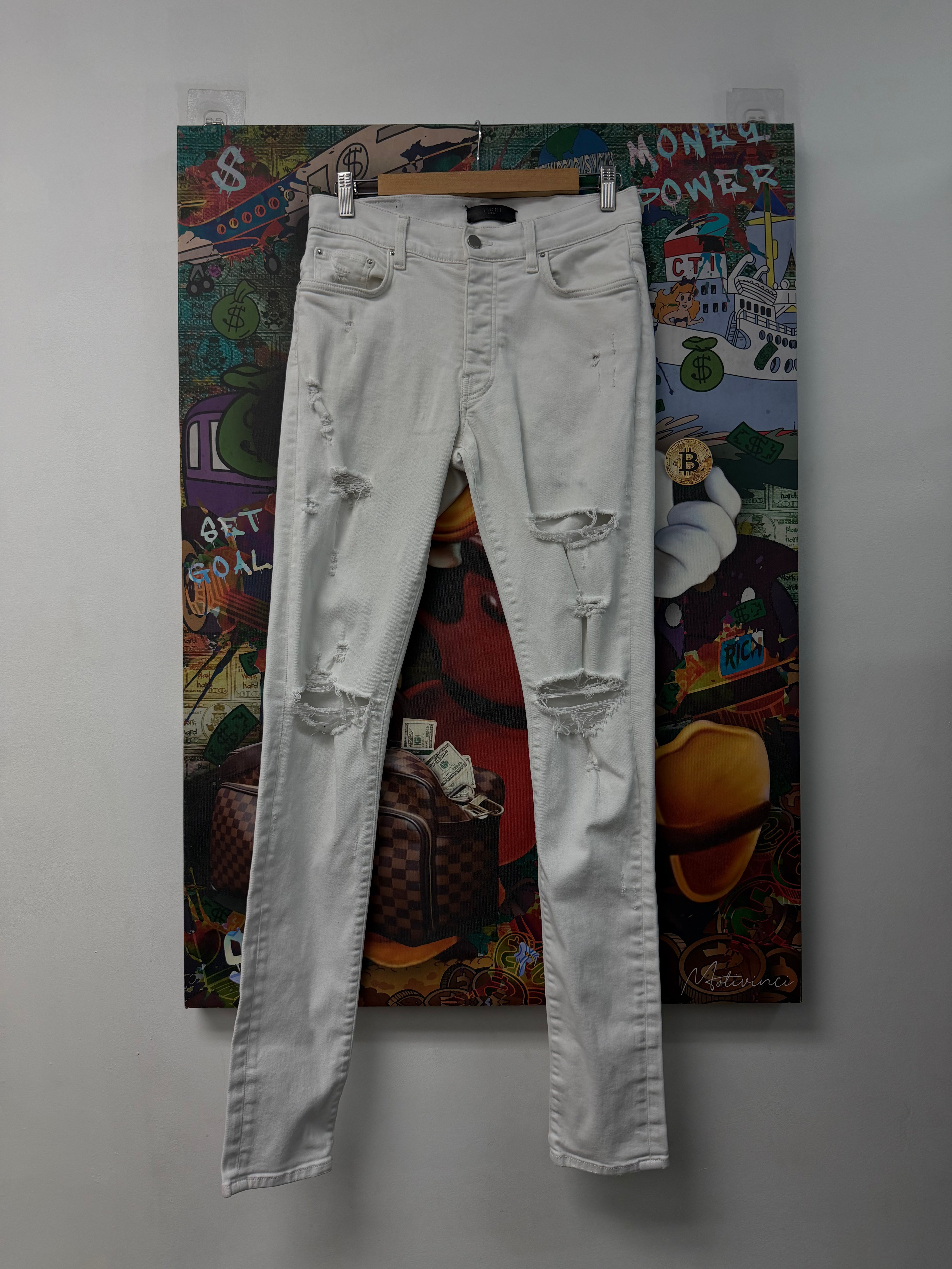 Amiri White Plain Thrasher (Missing Metal Tag) Jeans