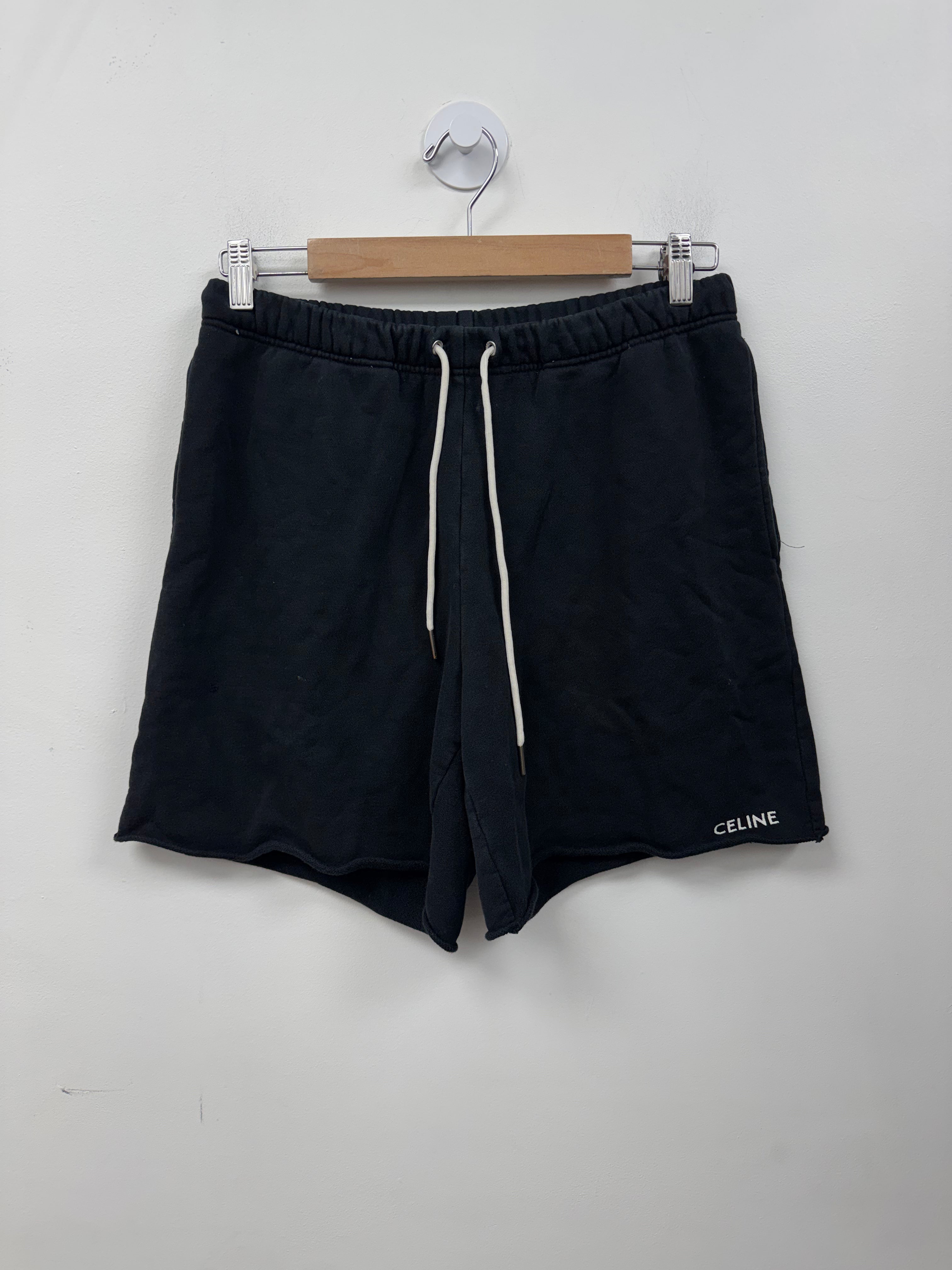 Celine Black Embroidered Logo Shorts
